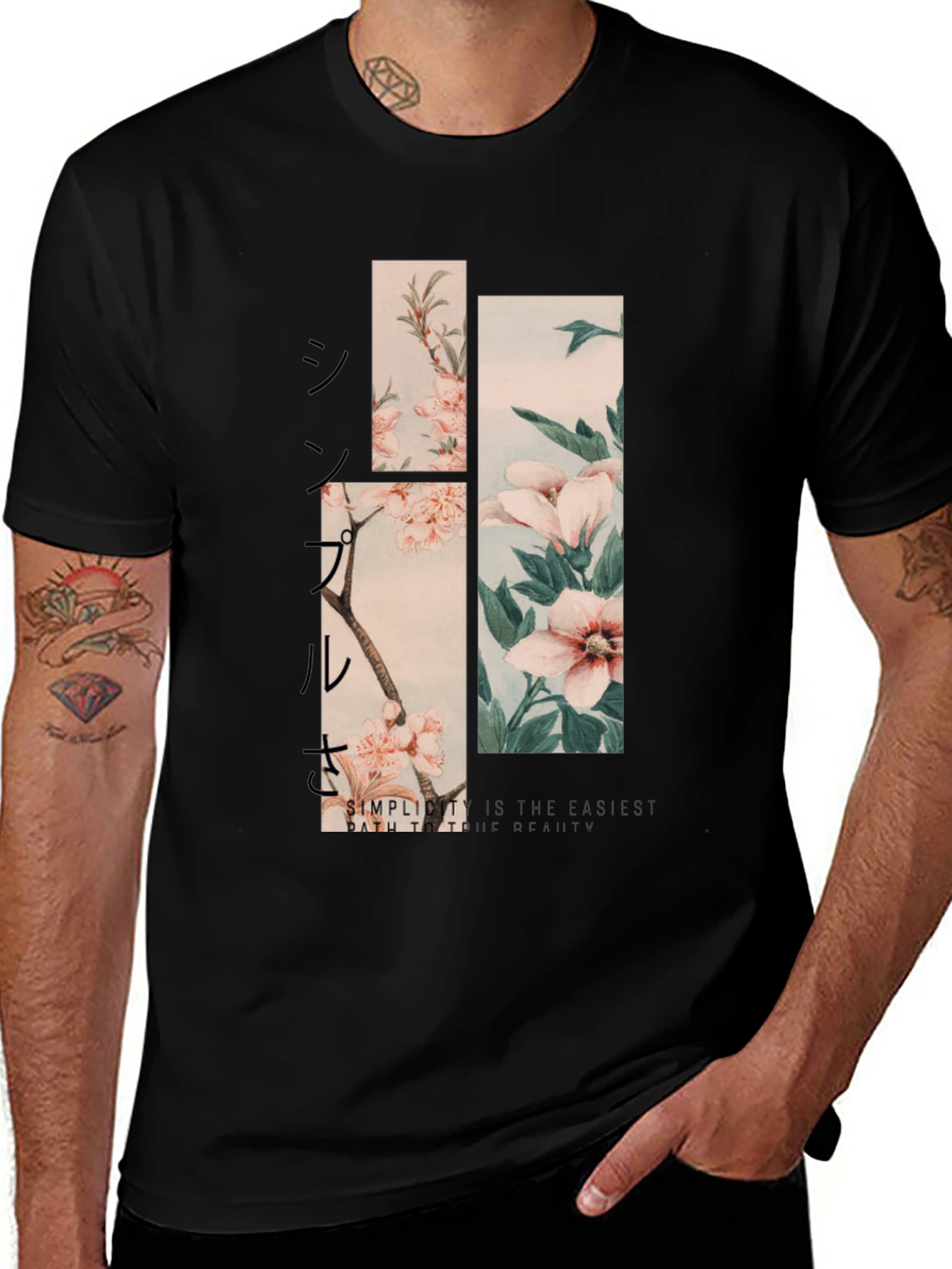 Floral Simplicity Graphic T-Shirt - Black