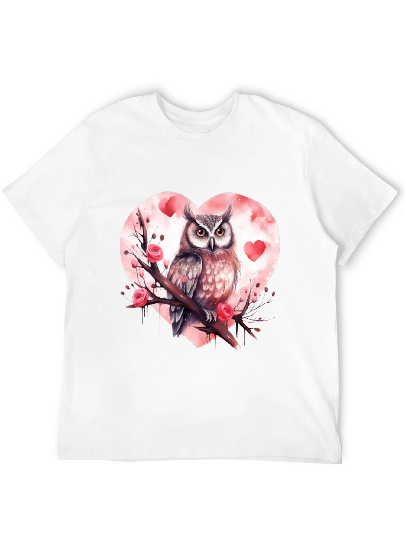 Owl Valentines Day T-Shirt - Black