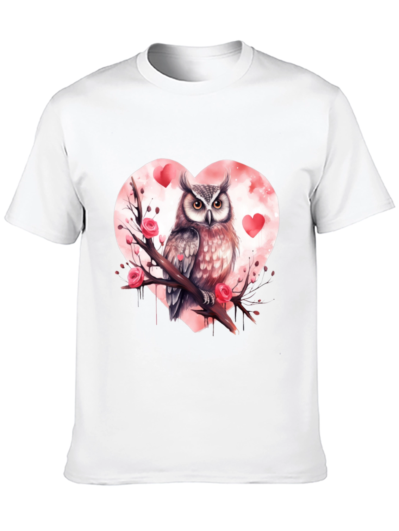 Owl Valentines Day T-Shirt - Black