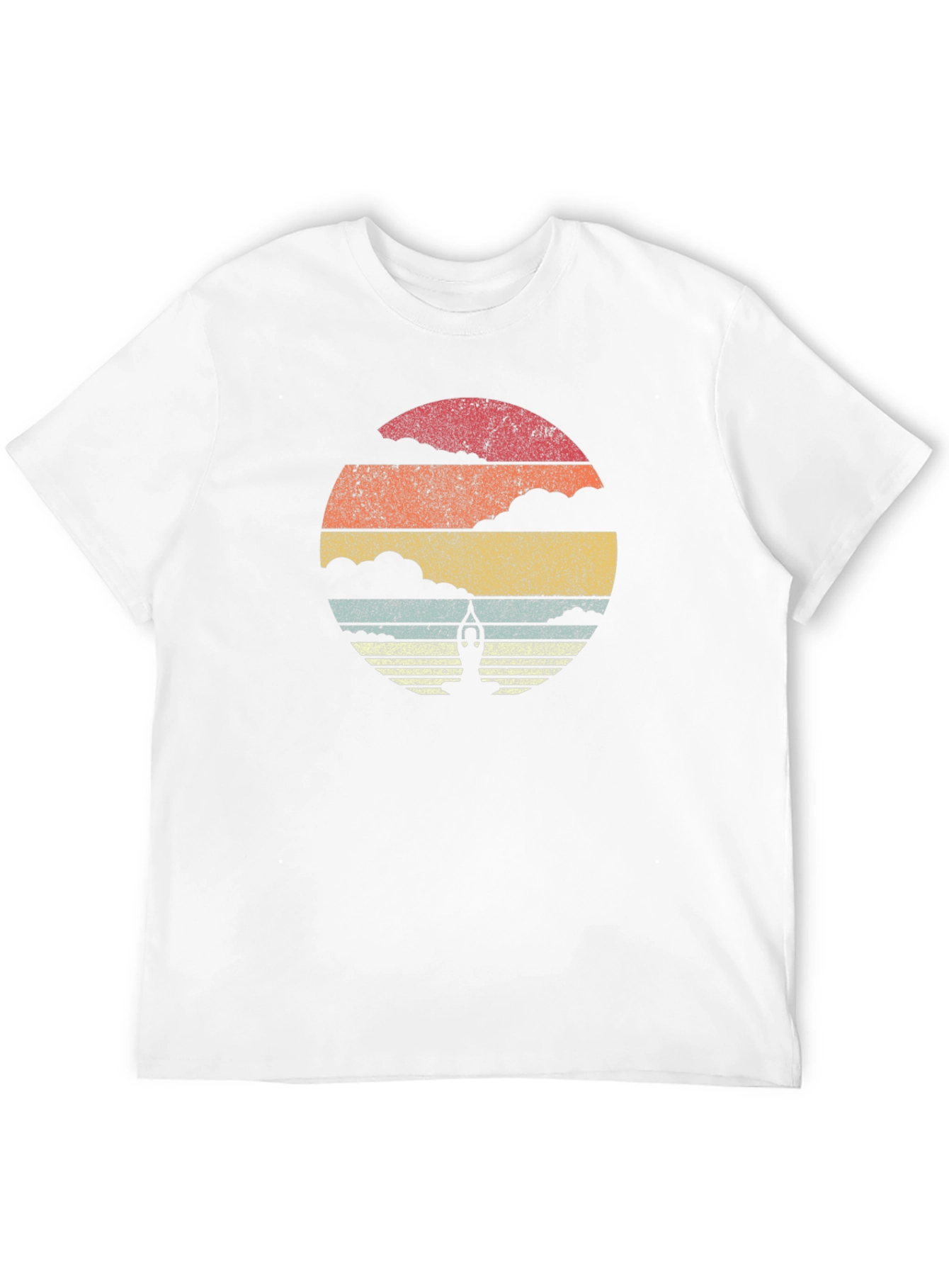 Retro Yoga Pose Sunset Graphic T-Shirt
