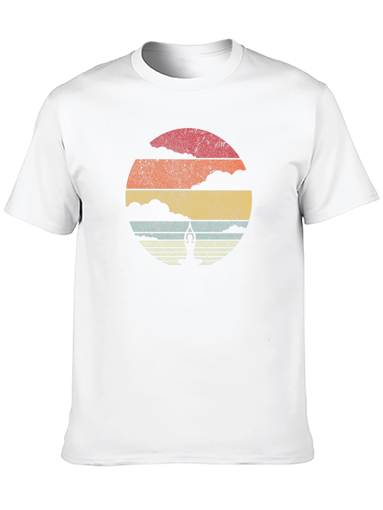 Retro Yoga Pose Sunset Graphic T-Shirt