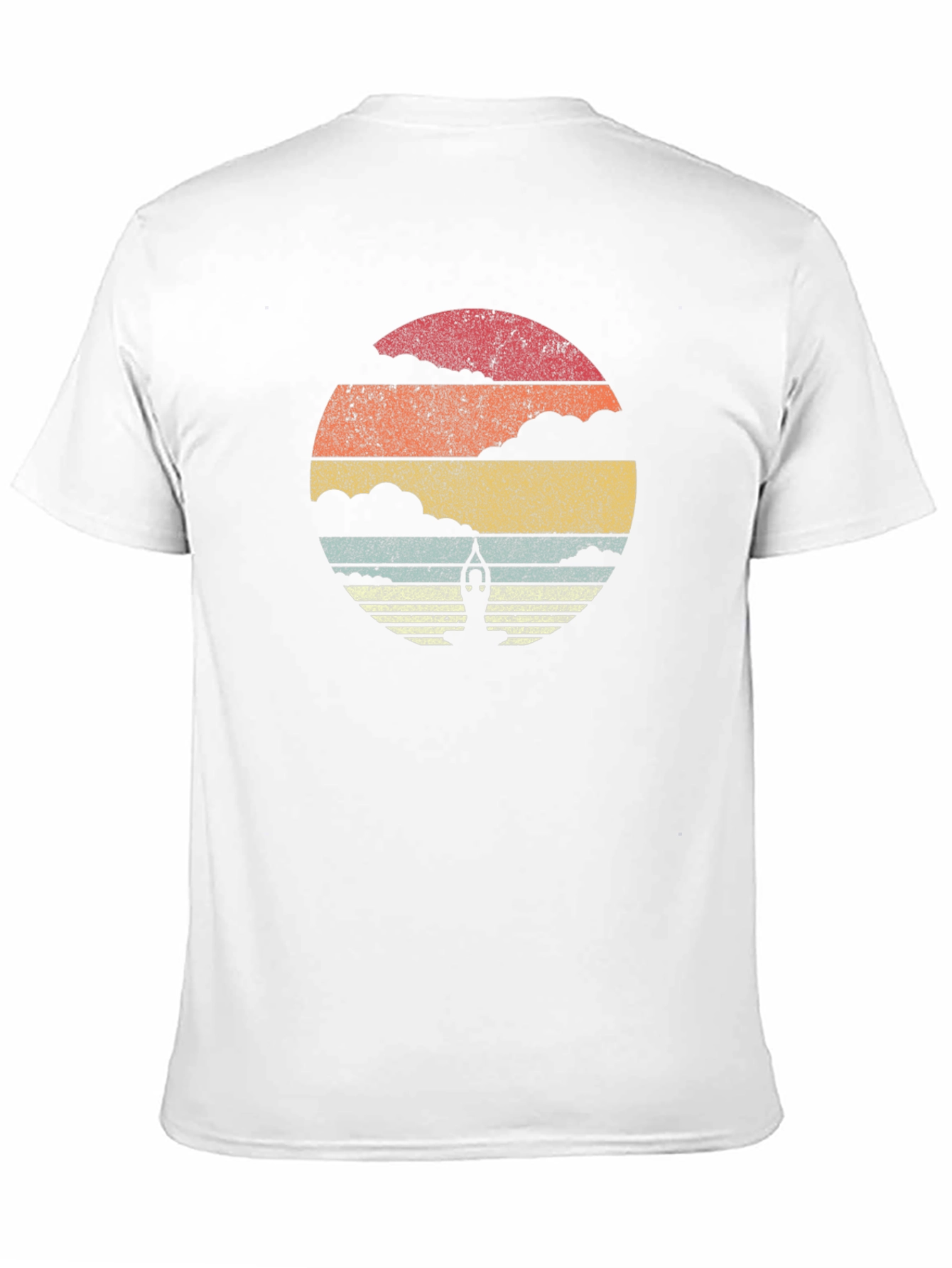 Retro Yoga Pose Sunset Graphic T-Shirt