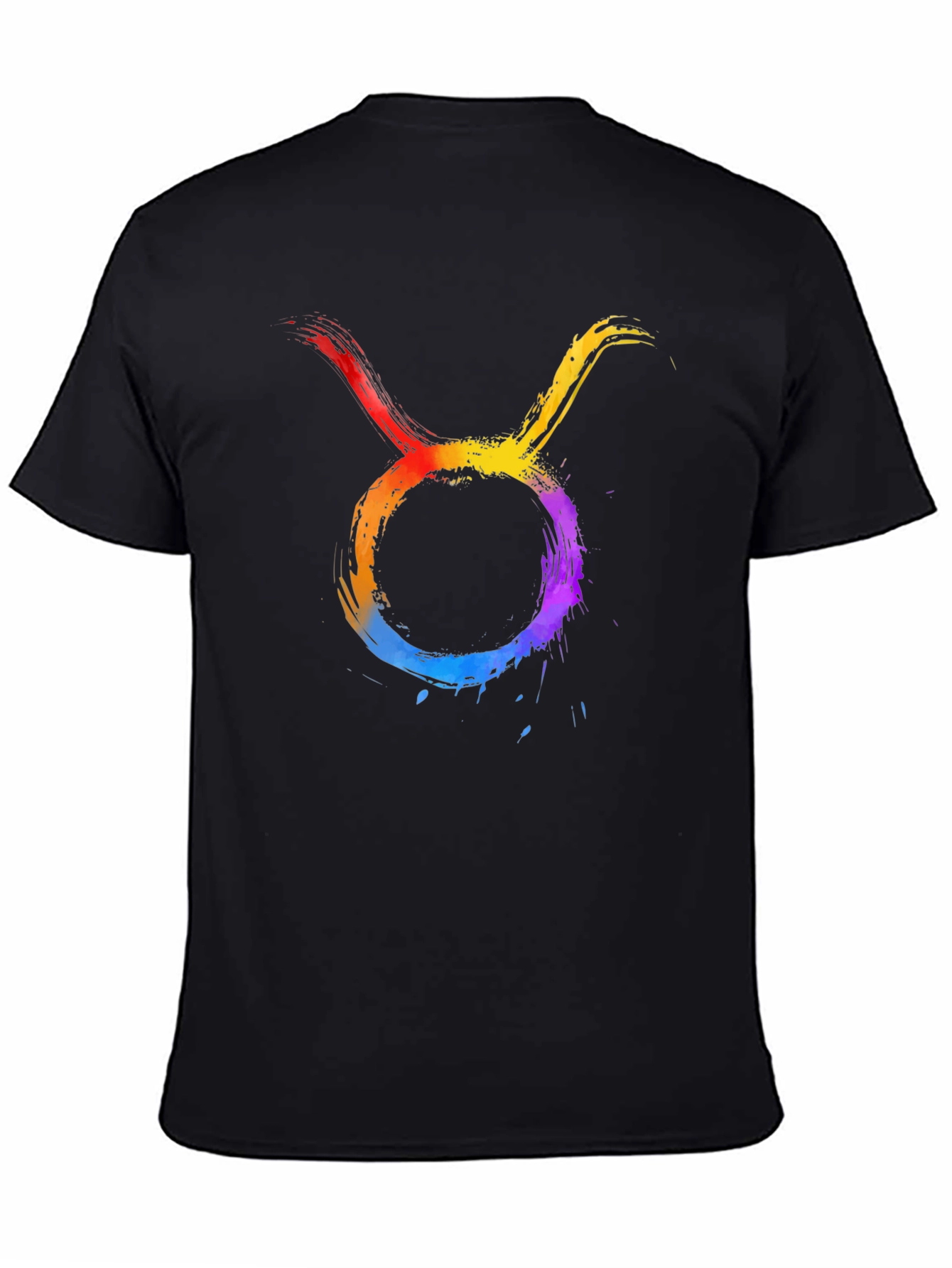 Rainbow Taurus Zodiac Graphic Tee - Black