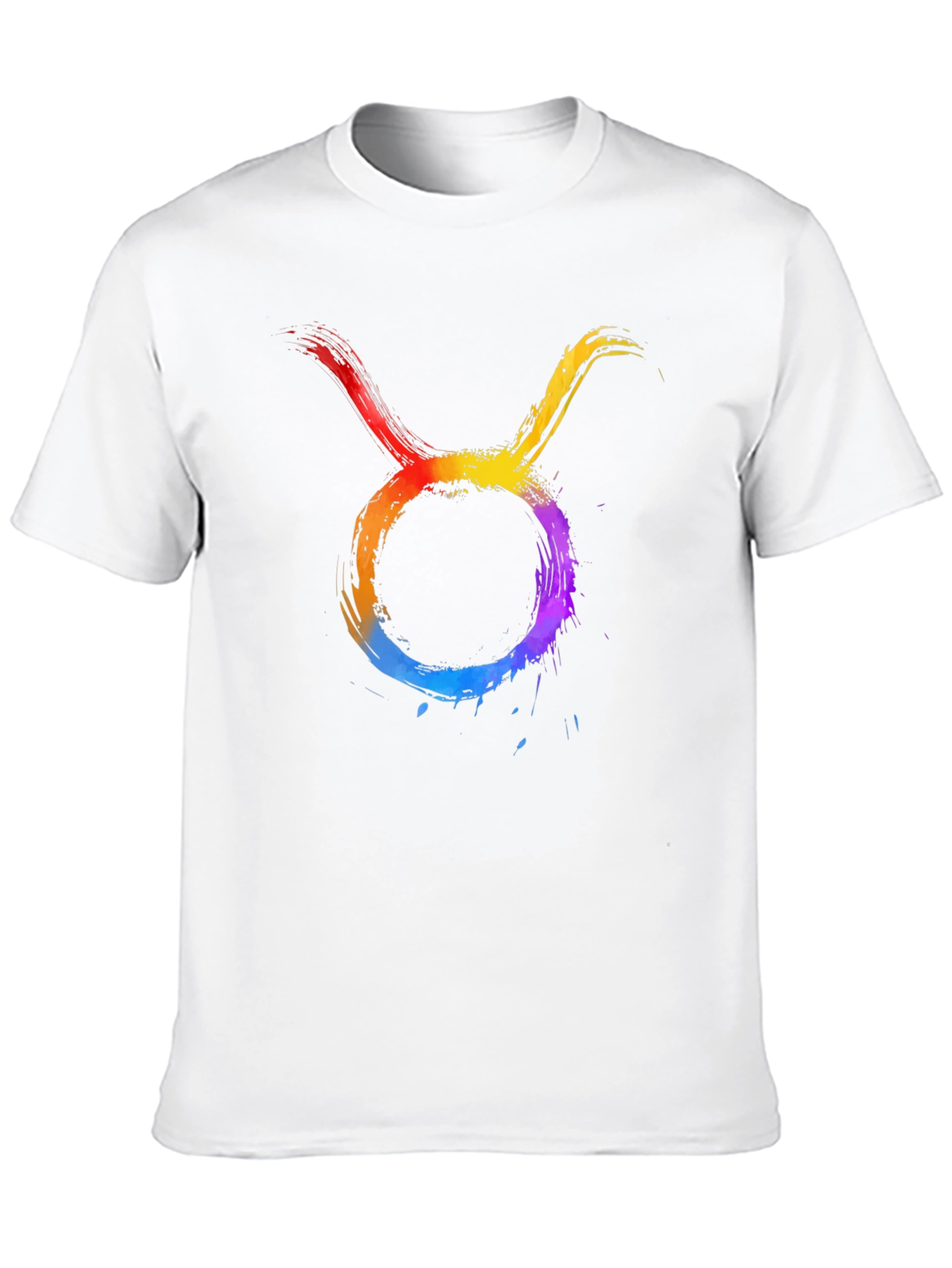 Rainbow Taurus Zodiac Graphic Tee - Black