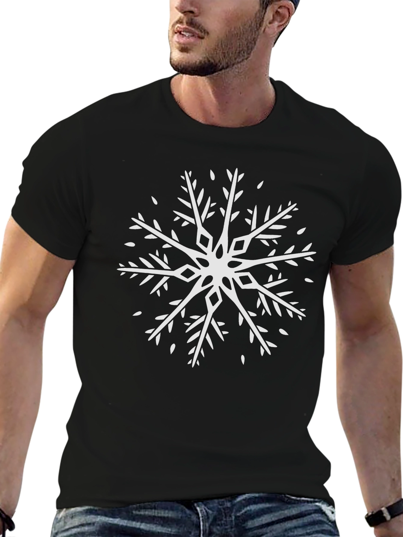 Winter Snowflake Graphic Tee - Black