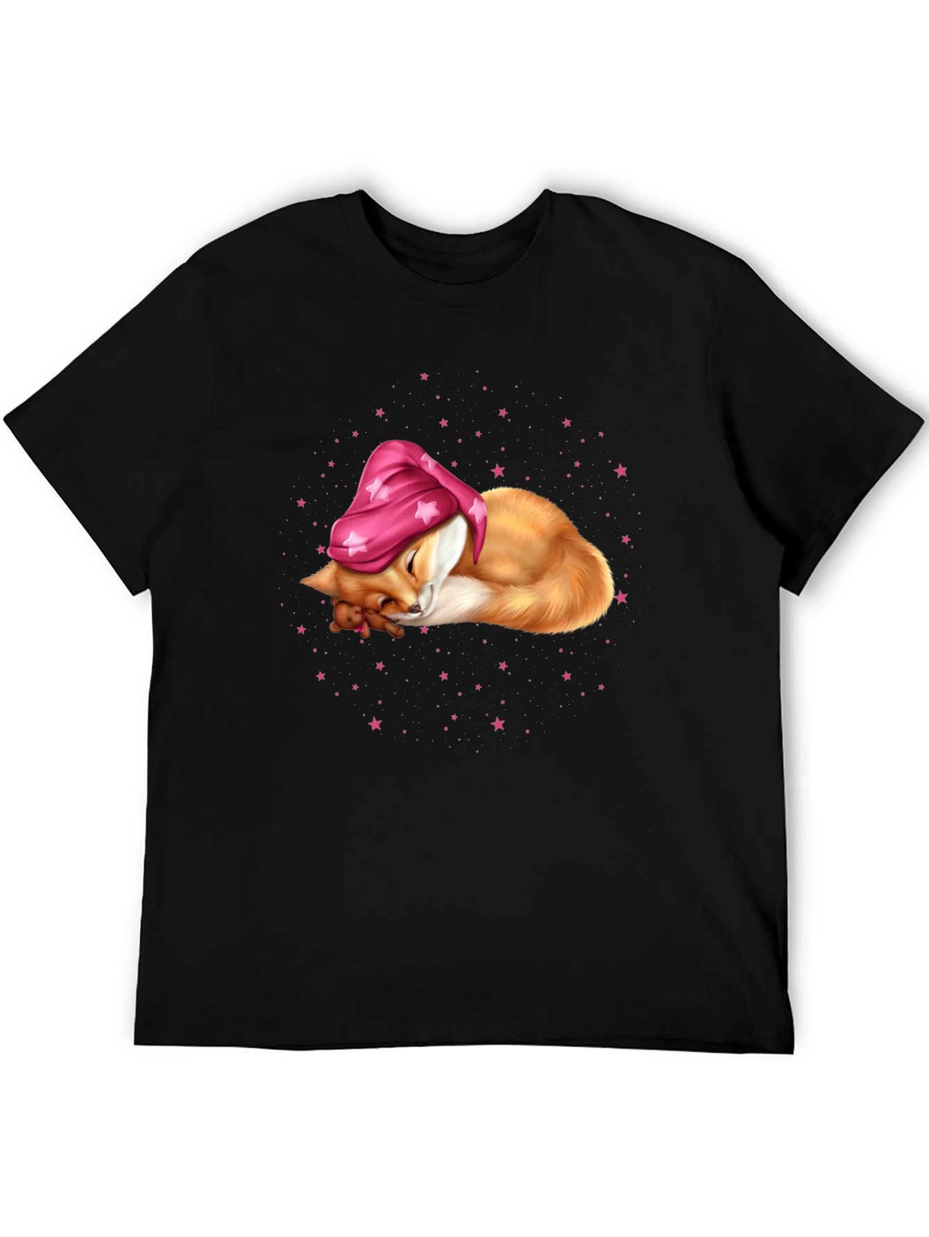 Sleeping Fox in Starry Night T-Shirt