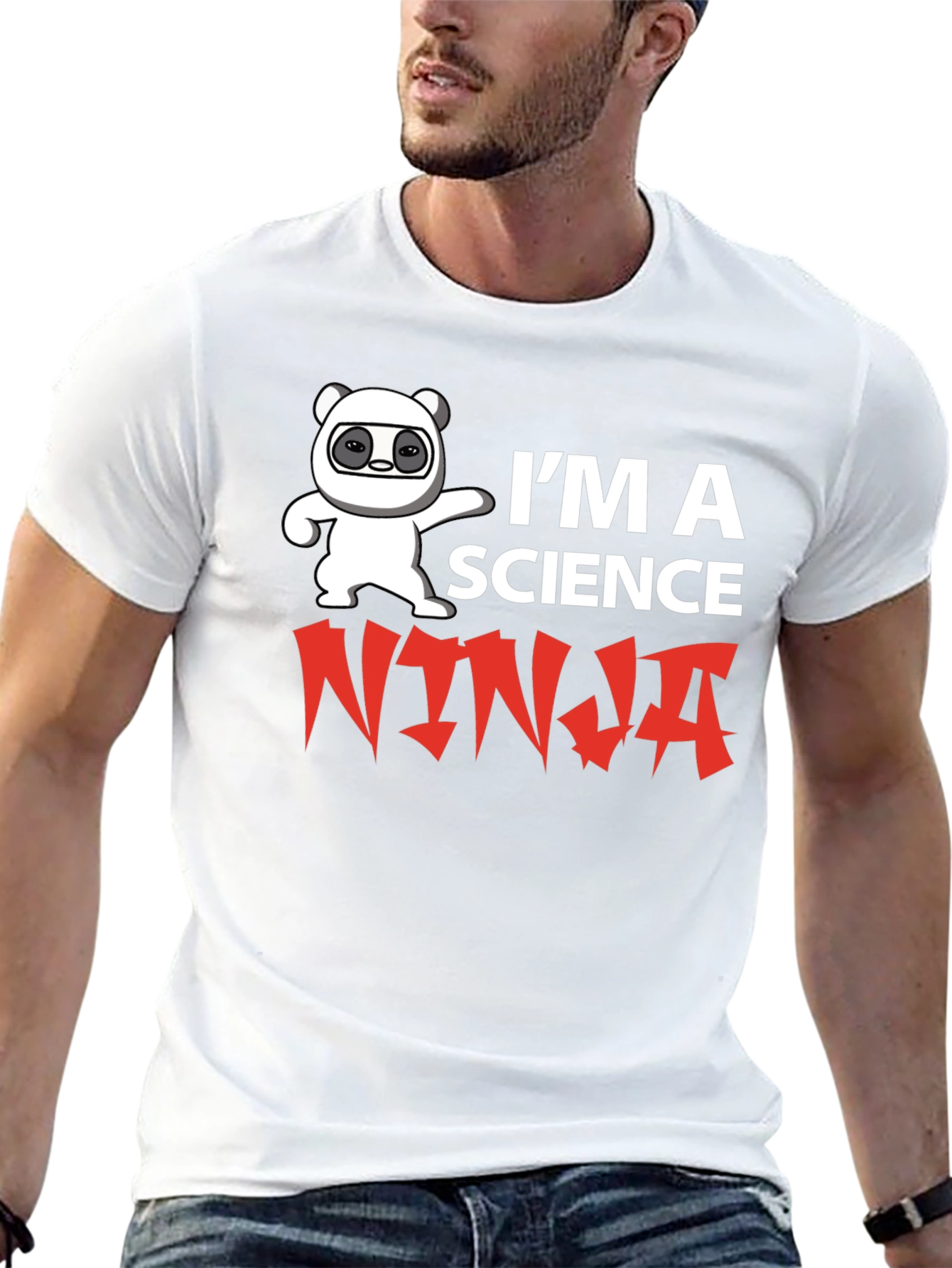 Science Ninja T-Shirt Funny Panda Graphic Tee