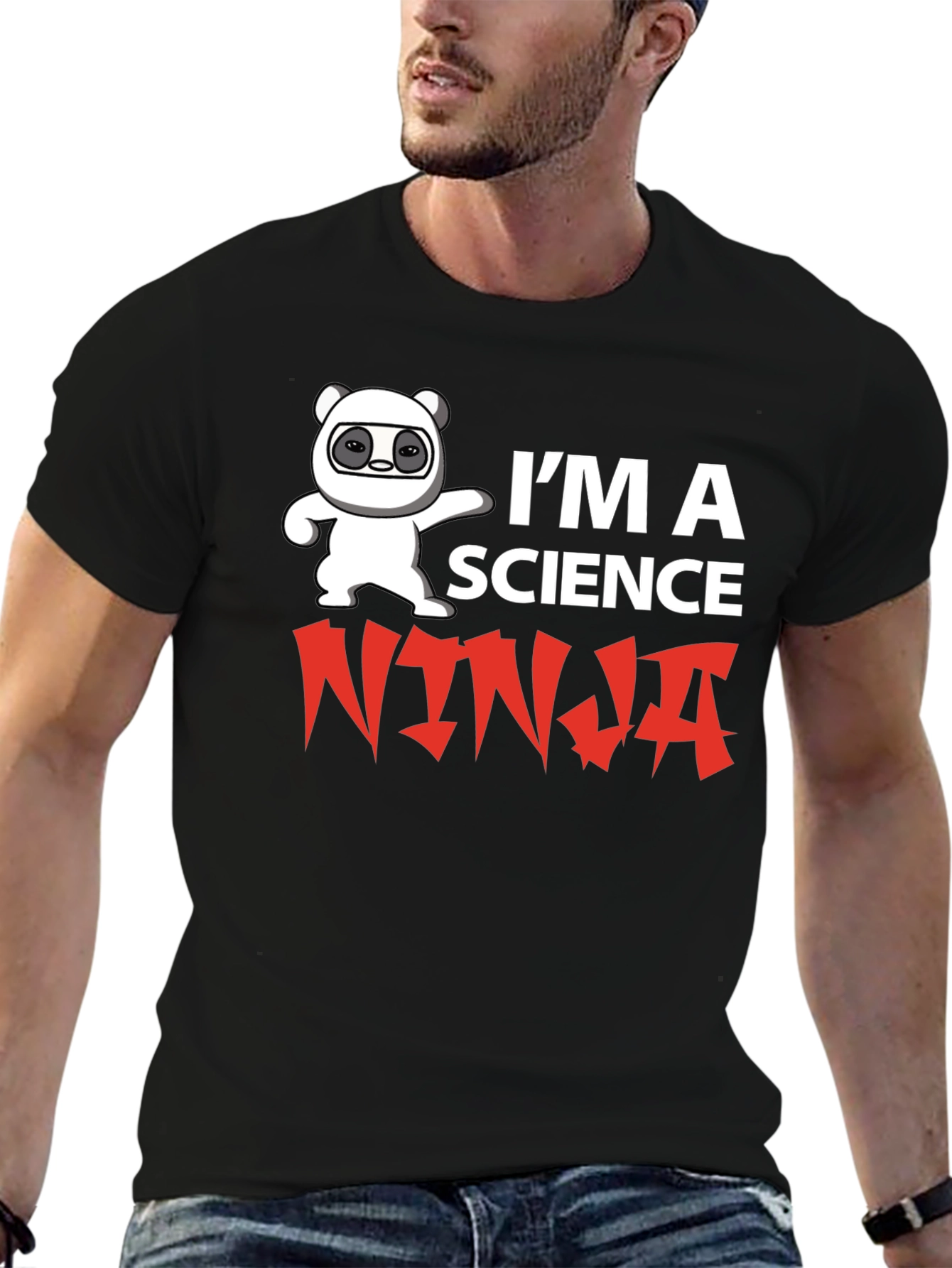 Science Ninja T-Shirt Funny Panda Graphic Tee