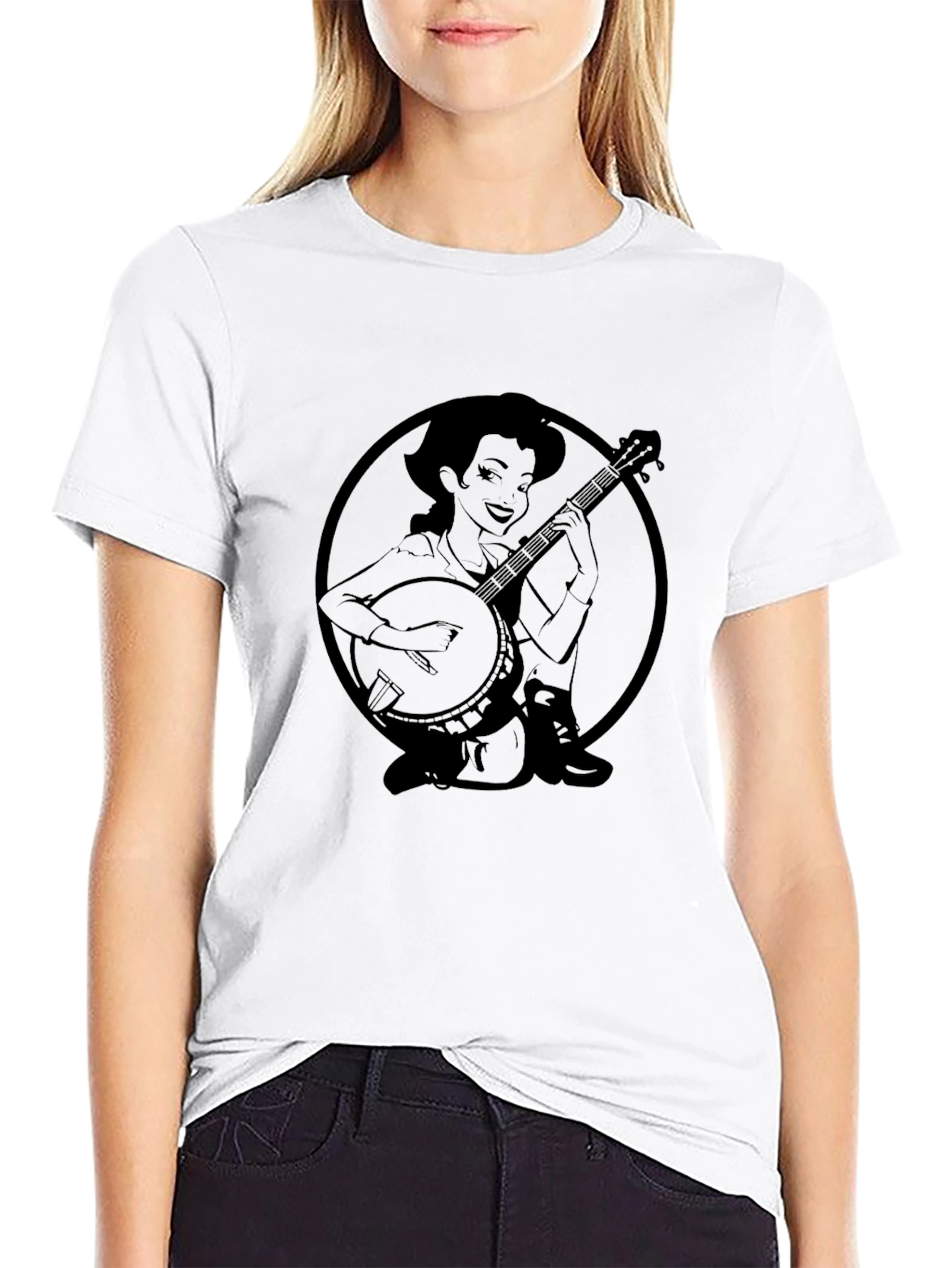Banjo Girl Graphic Tee - Classic Black