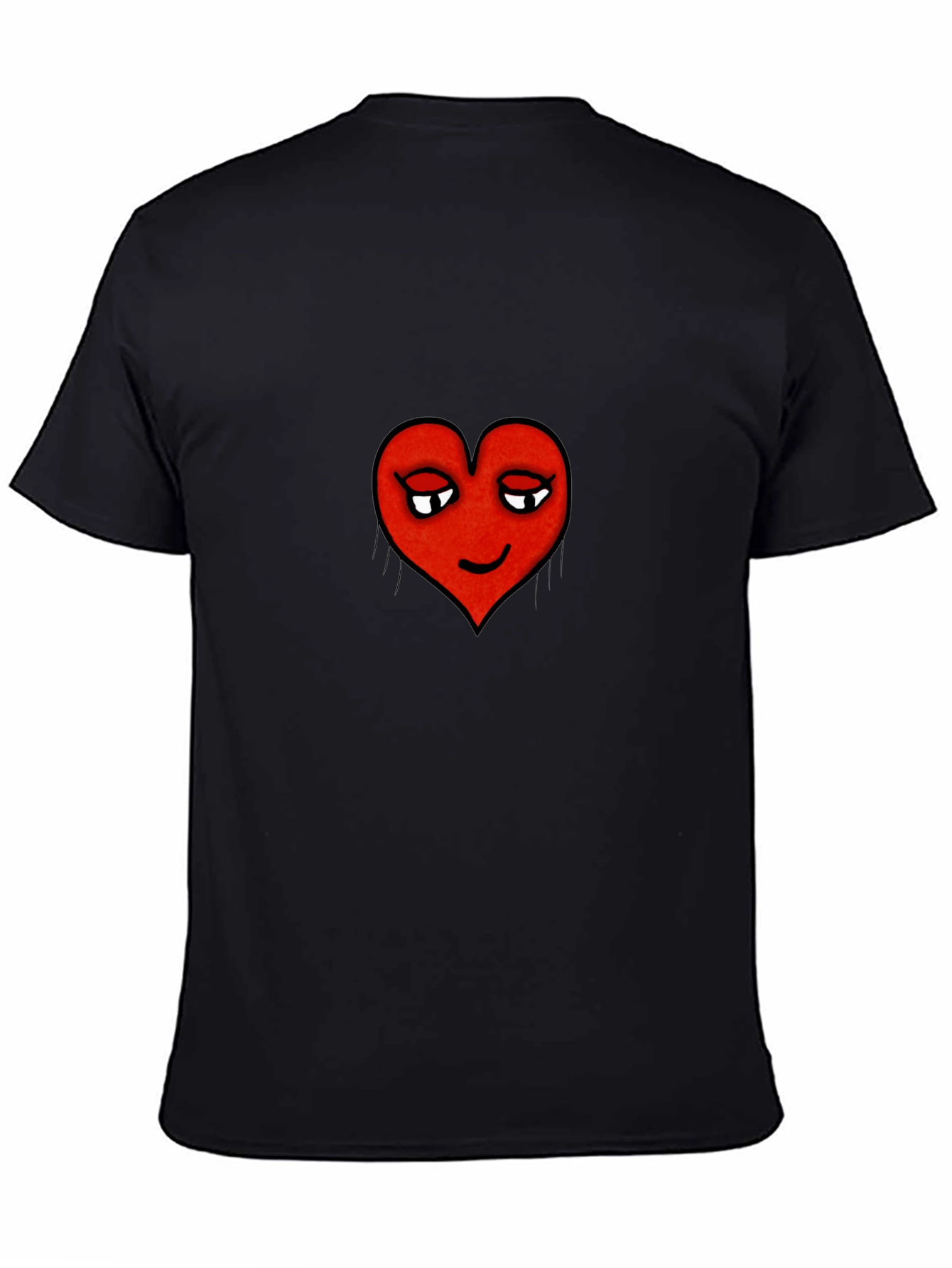 Playful Heart Graphic Tee - Black Cotton Comfort
