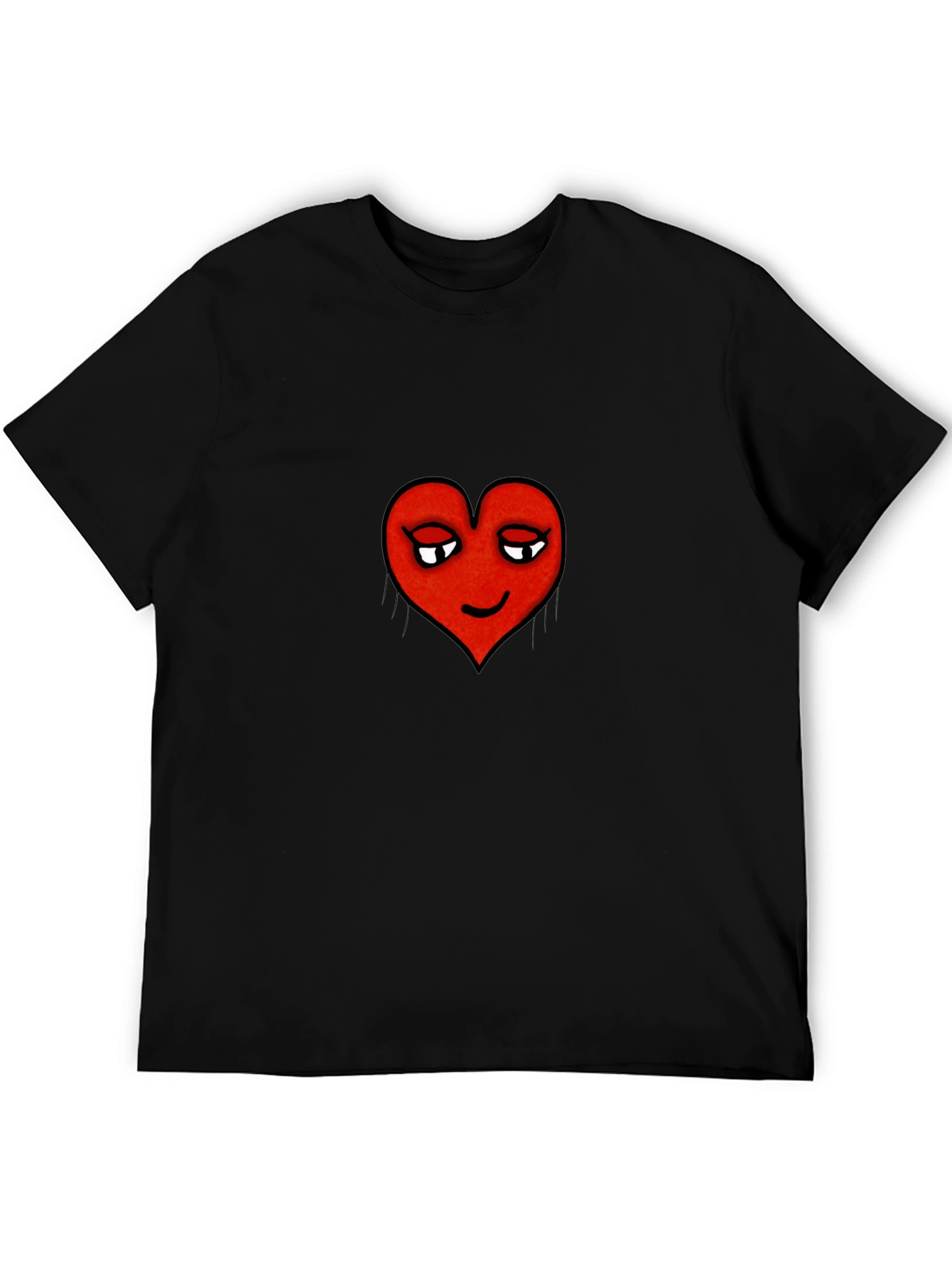 Playful Heart Graphic Tee - Black Cotton Comfort