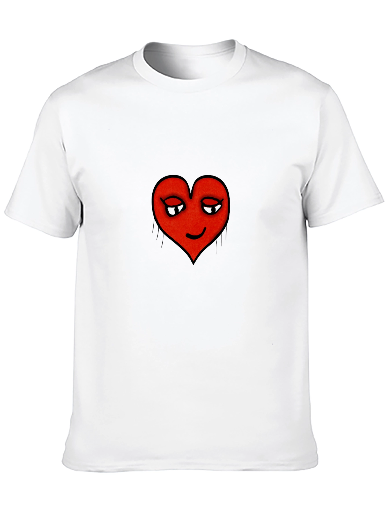 Playful Heart Graphic Tee - Black Cotton Comfort