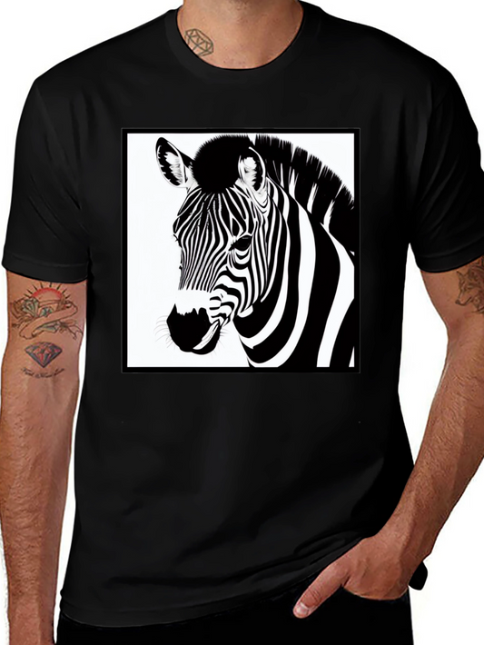 Zebra Graphic Tee - Black Cotton Casual T-Shirt