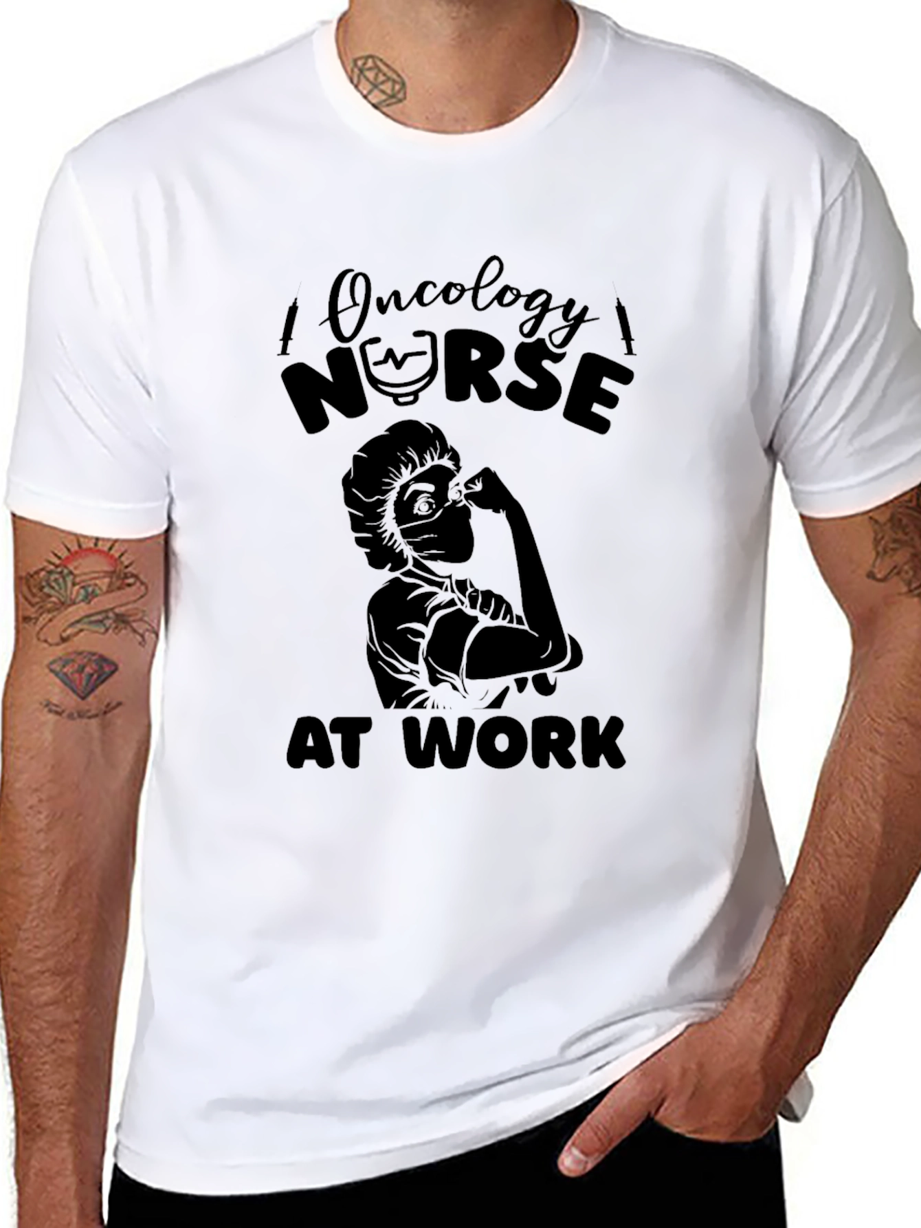 Oncology Nurse at Work Black T-Shirt