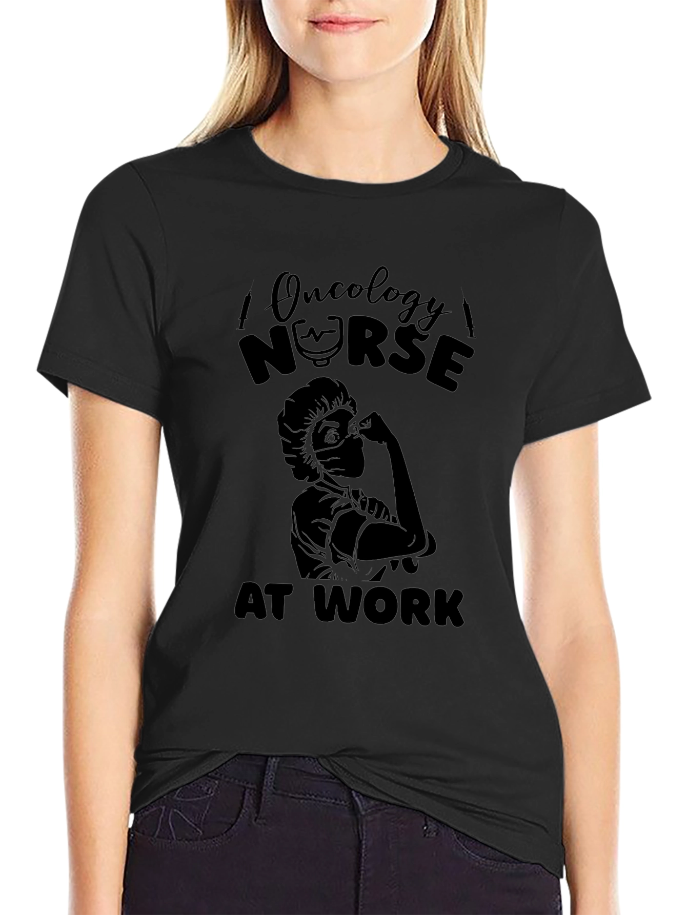 Oncology Nurse at Work Black T-Shirt