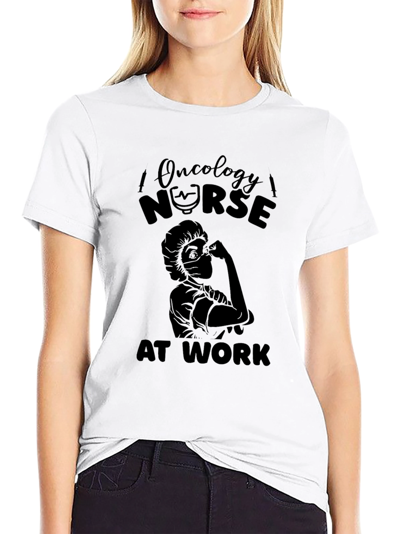 Oncology Nurse at Work Black T-Shirt