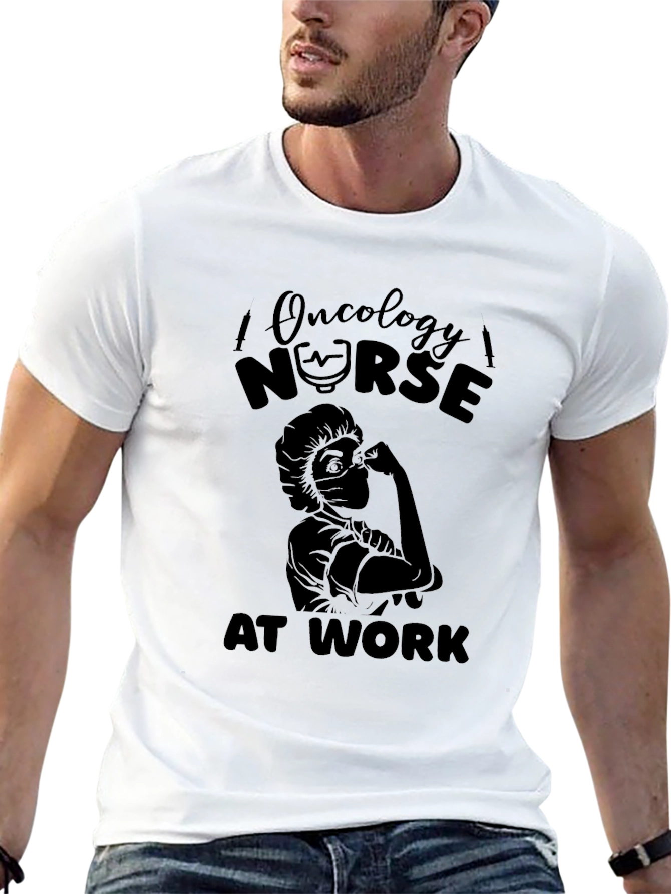 Oncology Nurse at Work Black T-Shirt