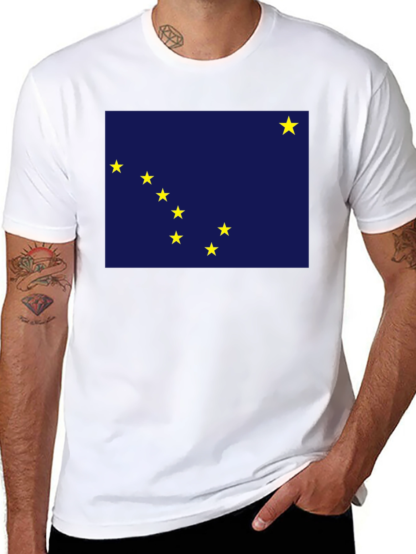 Alaska Flag Graphic T-Shirt - Black Crew Neck Tee