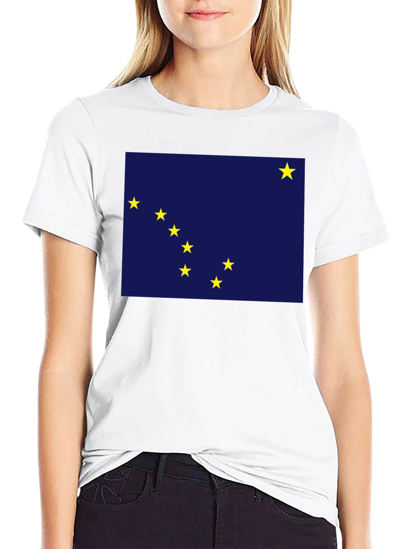 Alaska Flag Graphic T-Shirt - Black Crew Neck Tee