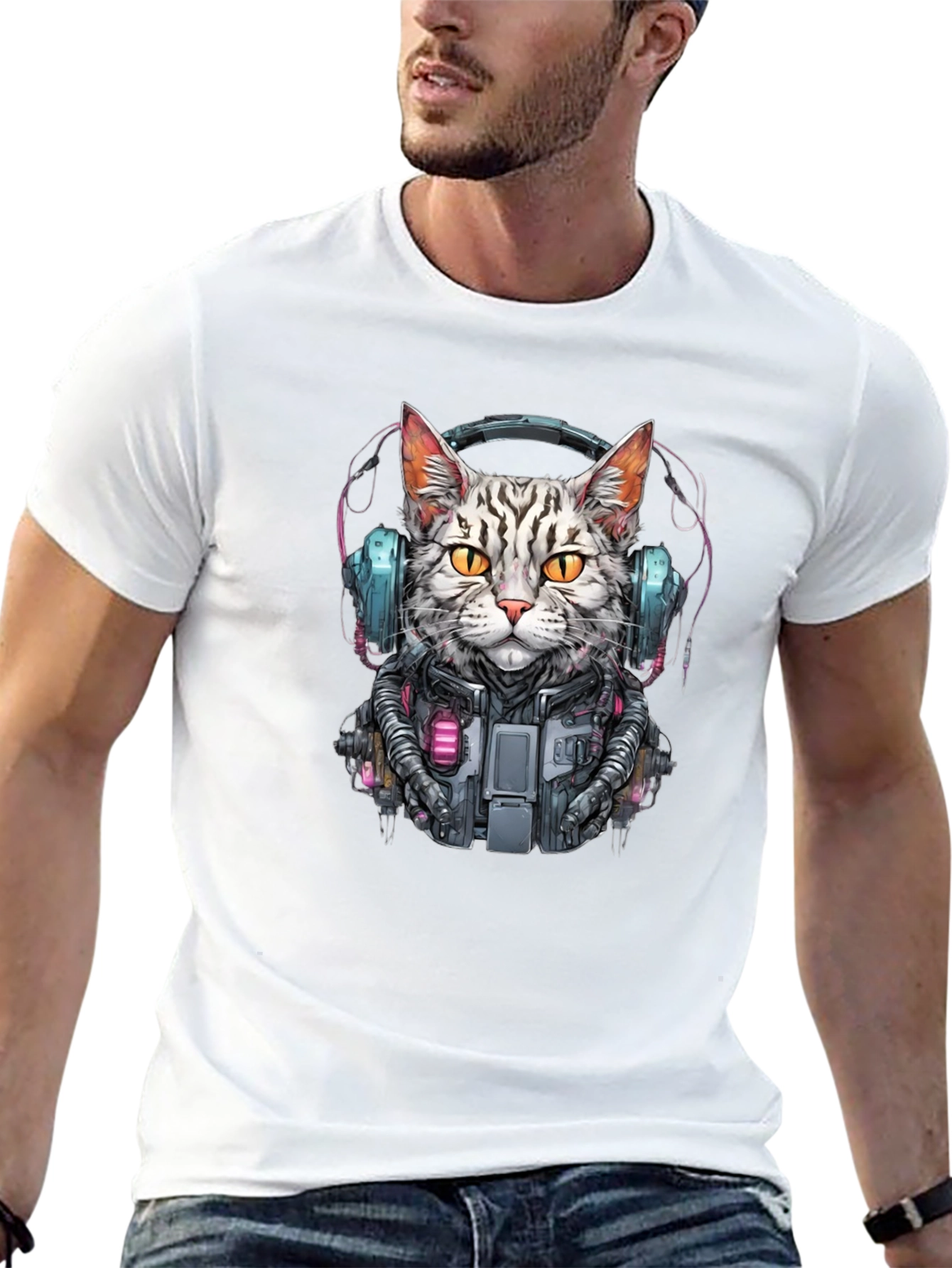 Cyberpunk Cat T-Shirt - Unique Graphic Tee