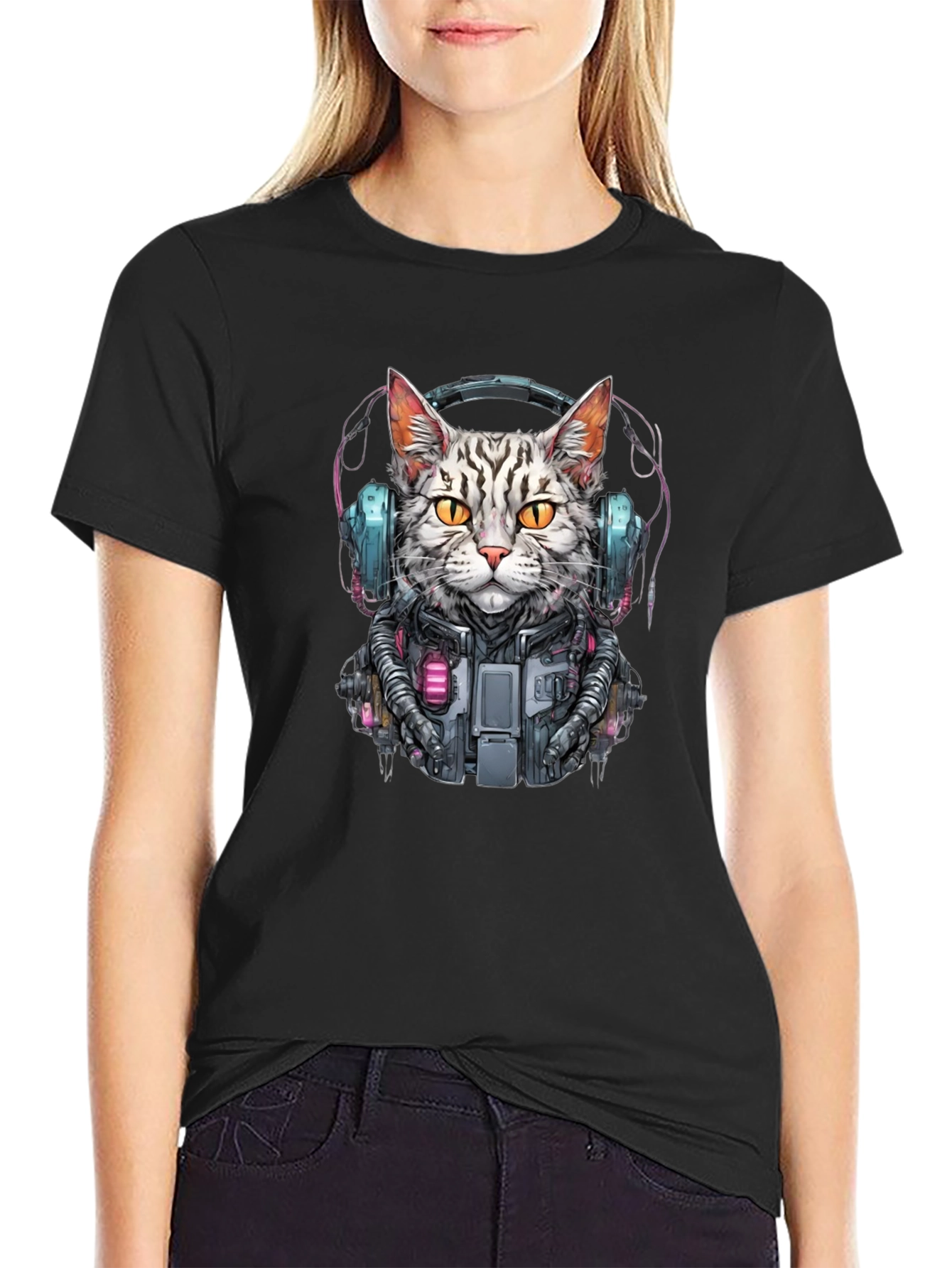 Cyberpunk Cat T-Shirt - Unique Graphic Tee