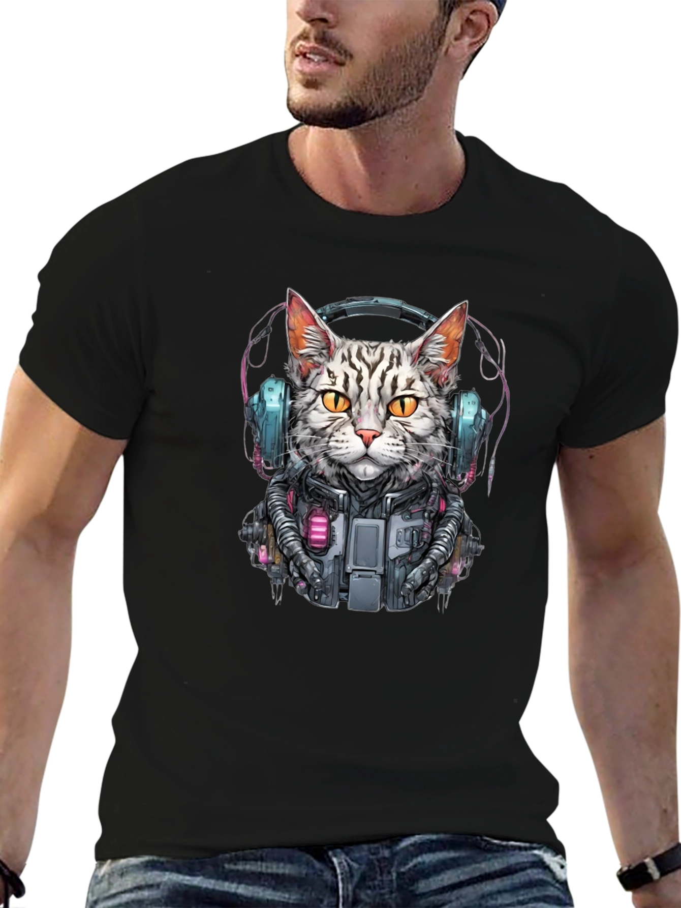 Cyberpunk Cat T-Shirt - Unique Graphic Tee