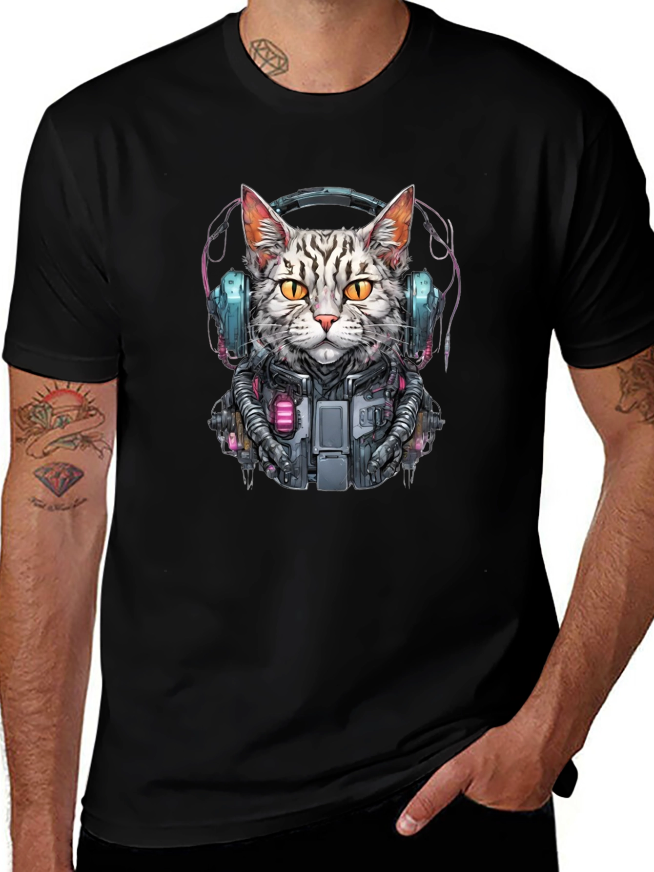 Cyberpunk Cat T-Shirt - Unique Graphic Tee