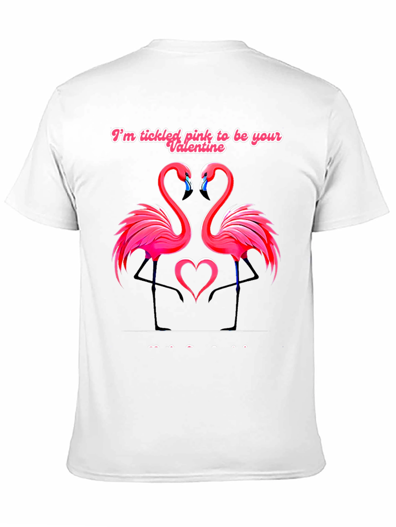 Tickled Pink Flamingo Valentines Black T-Shirt