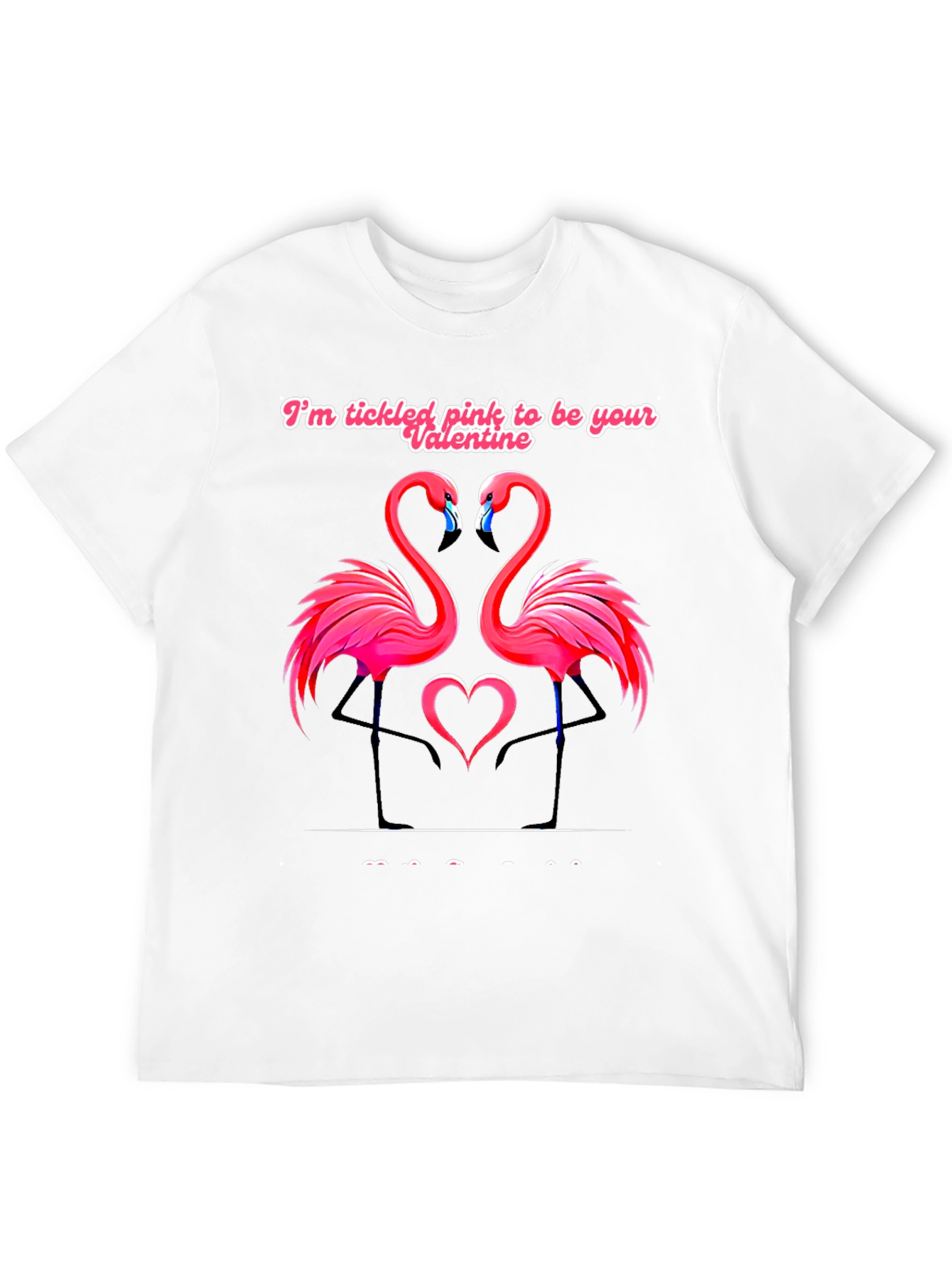 Tickled Pink Flamingo Valentines Black T-Shirt