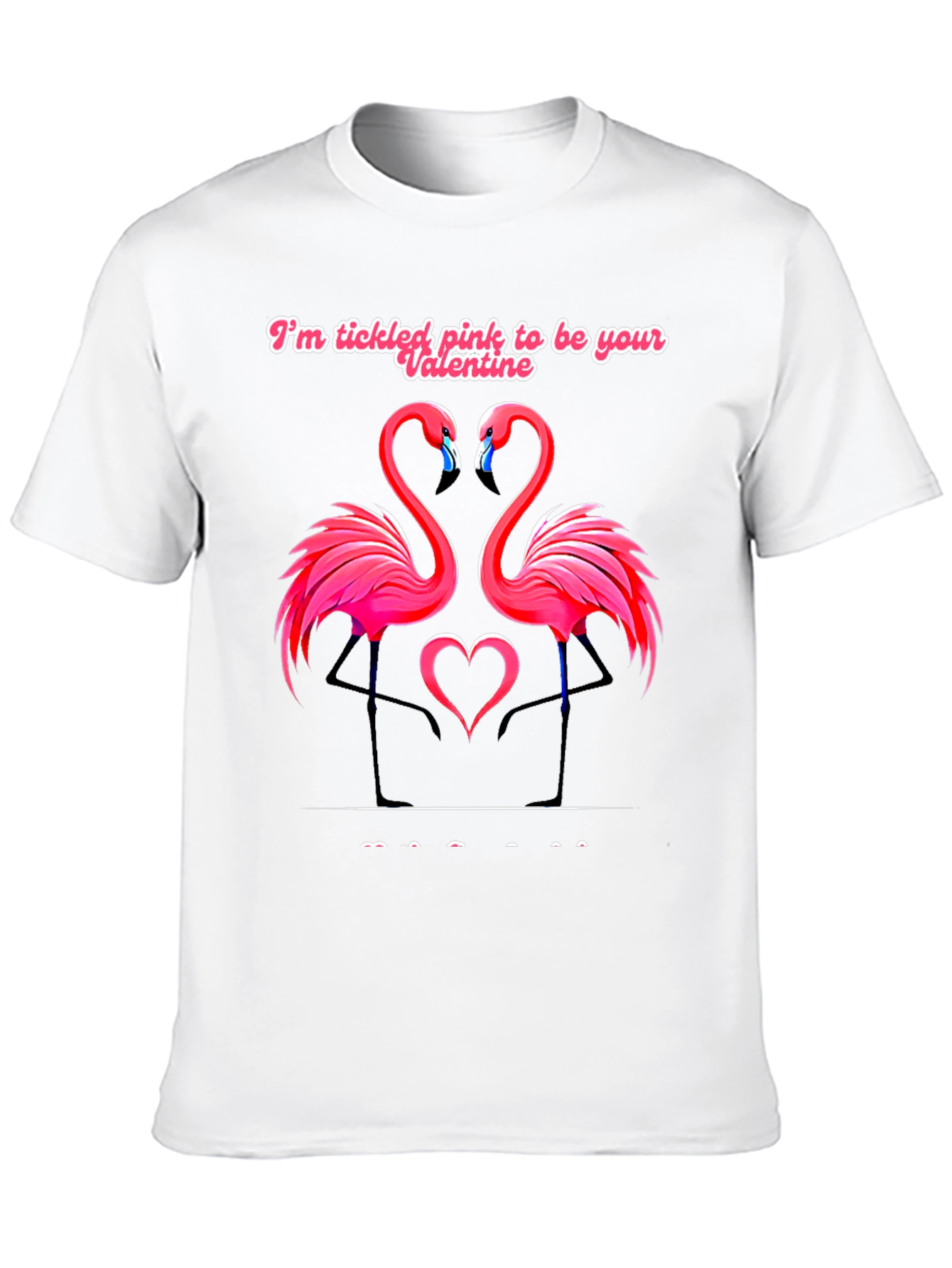 Tickled Pink Flamingo Valentines Black T-Shirt
