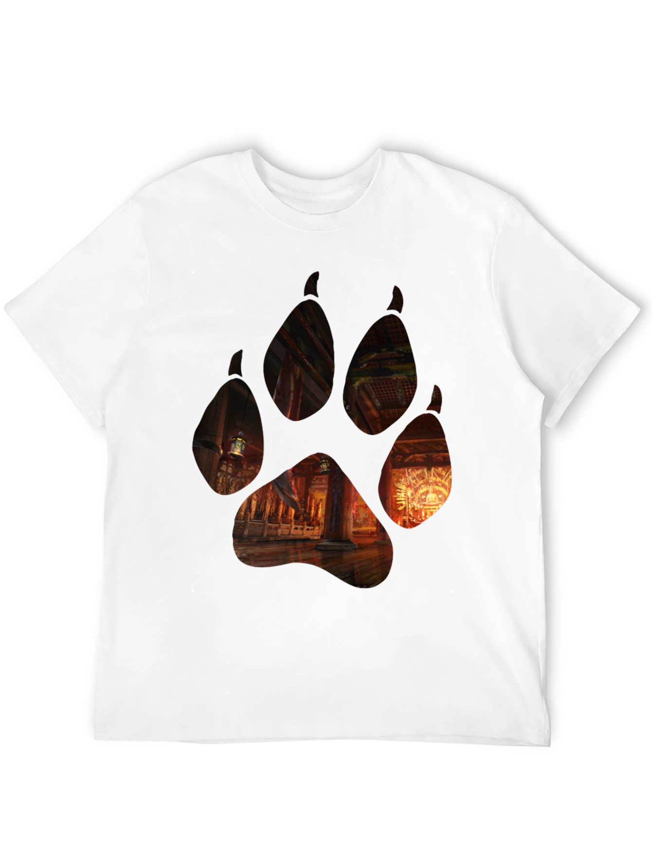 Wolf Paw Print Graphic Black T-Shirt