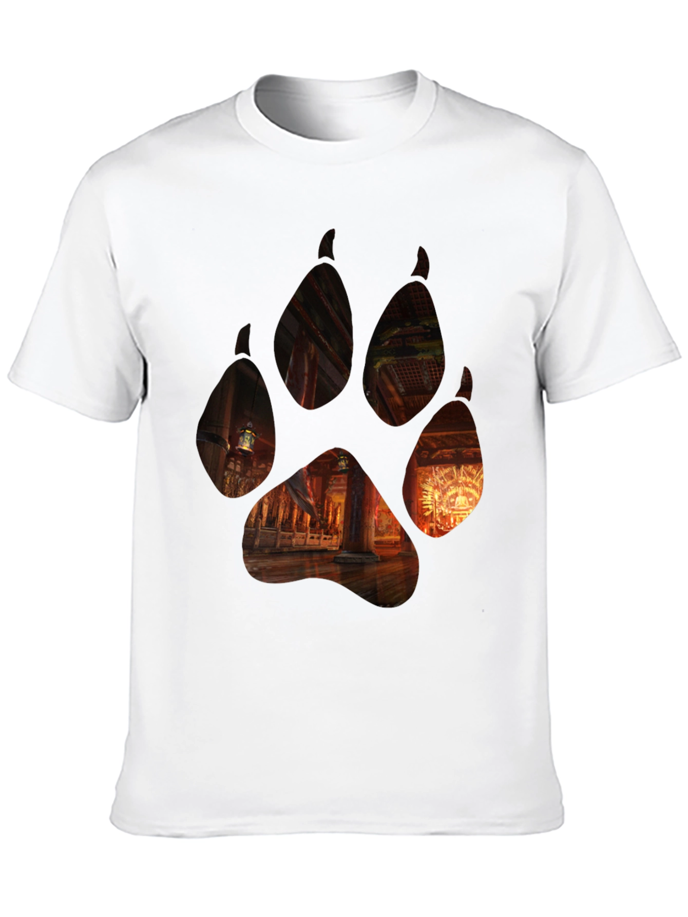 Wolf Paw Print Graphic Black T-Shirt