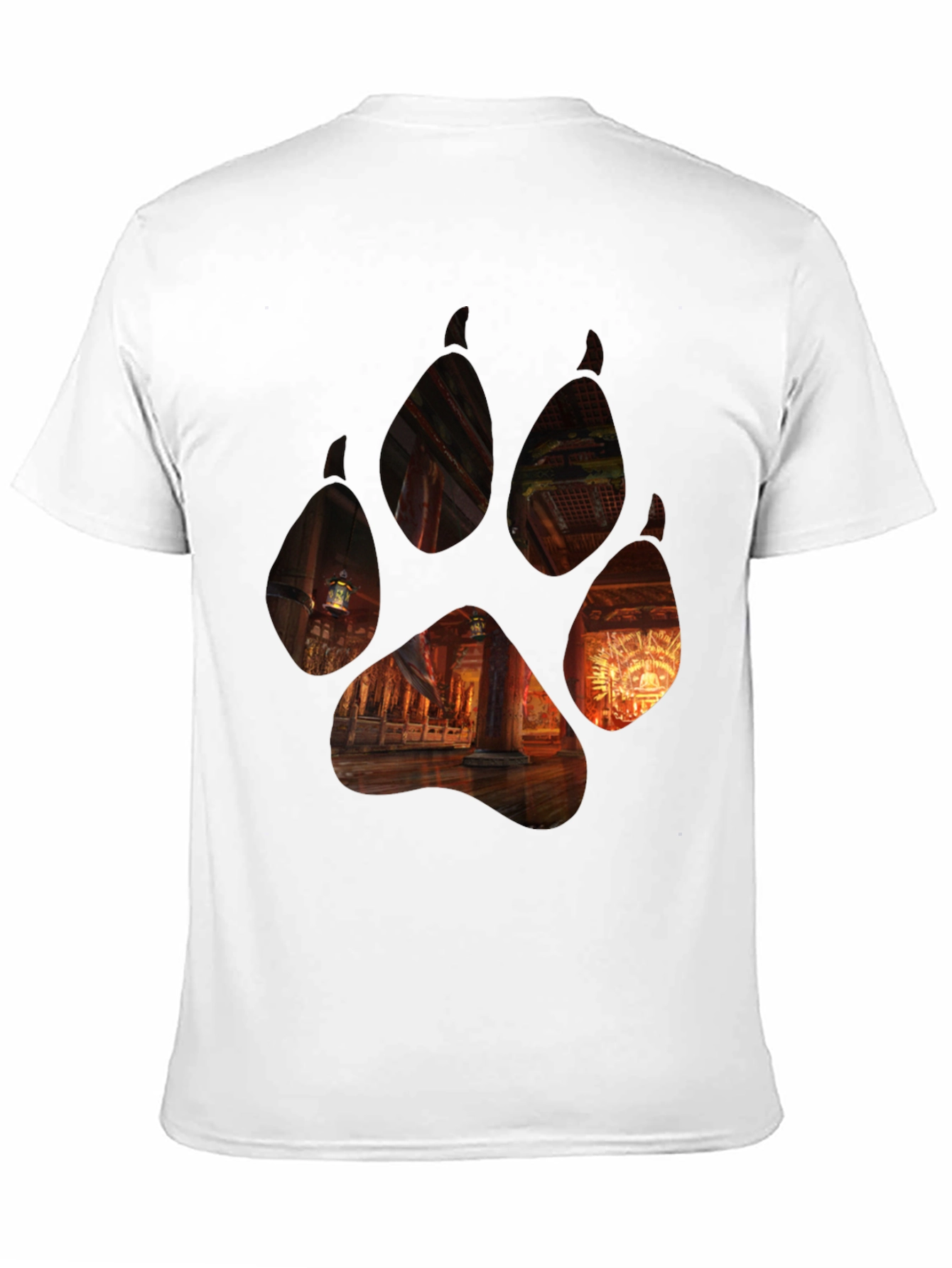 Wolf Paw Print Graphic Black T-Shirt