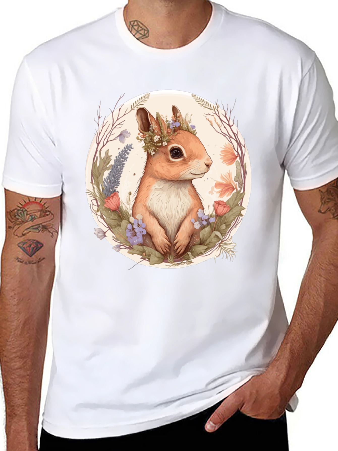 Squirrel Floral Crown Graphic Tee
