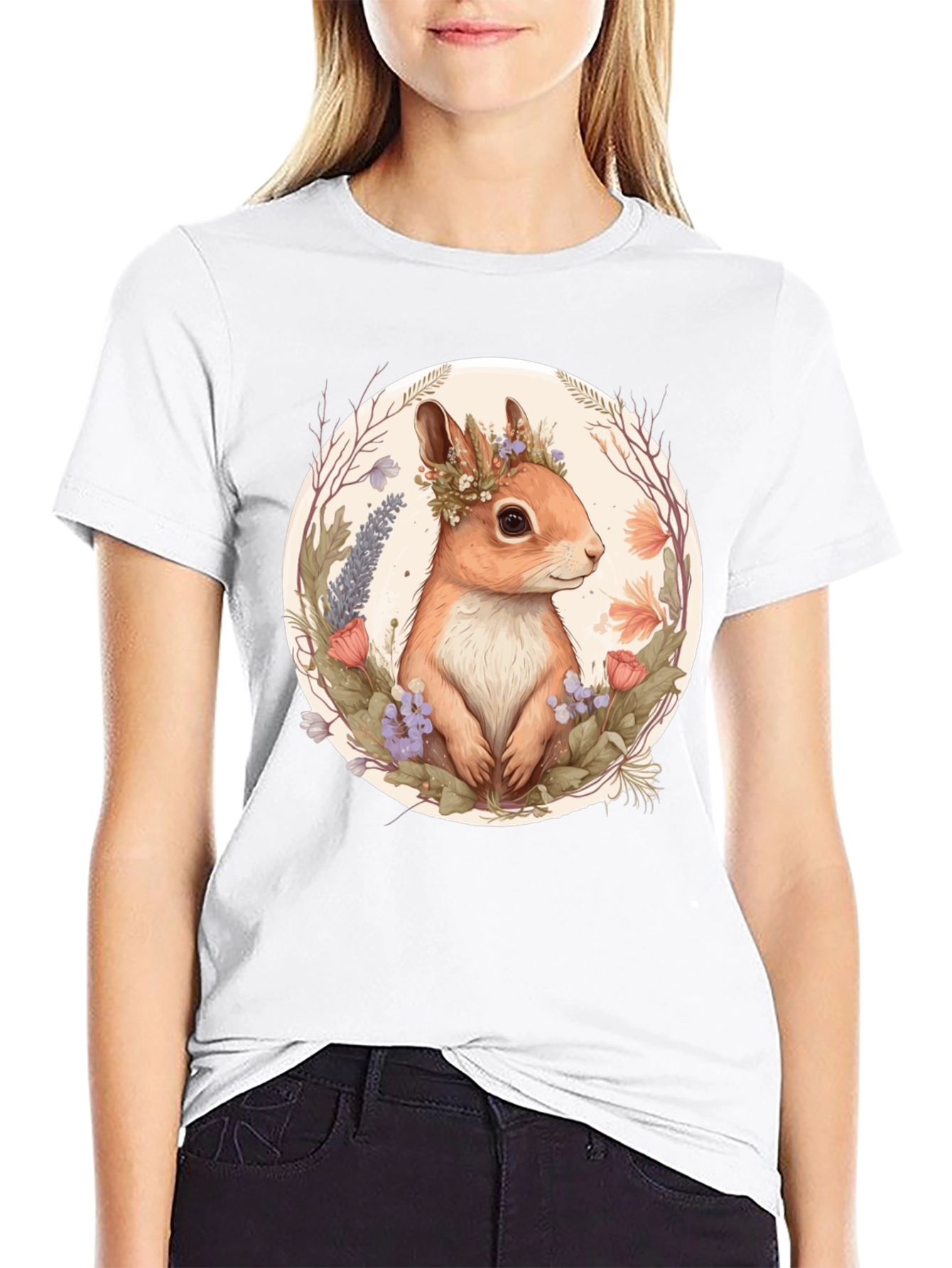 Squirrel Floral Crown Graphic Tee