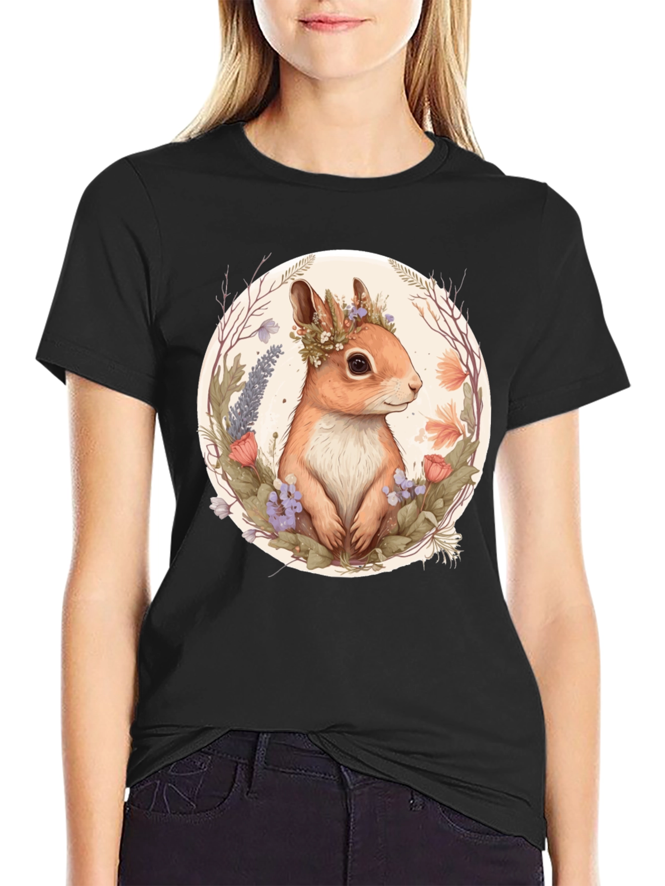Squirrel Floral Crown Graphic Tee