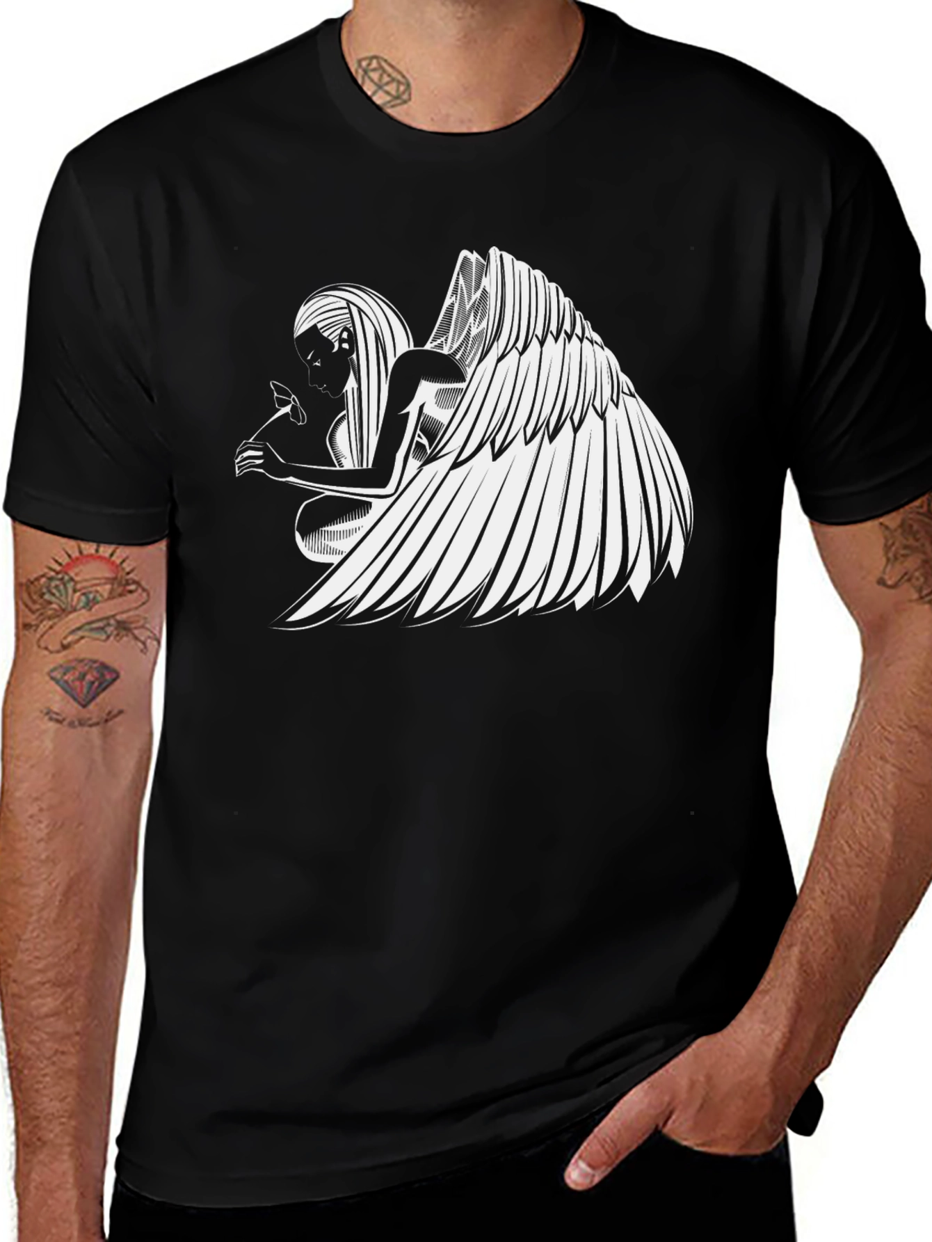 Angel Wing Graphic Black T-Shirt