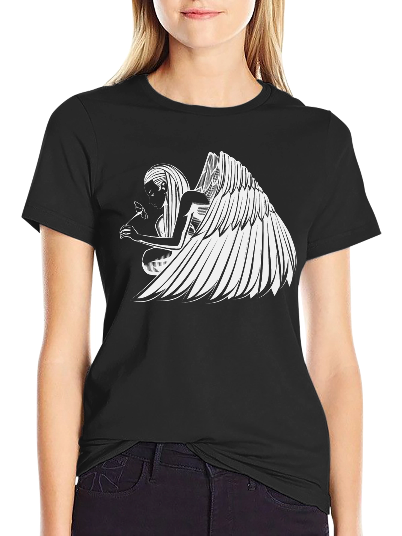 Angel Wing Graphic Black T-Shirt