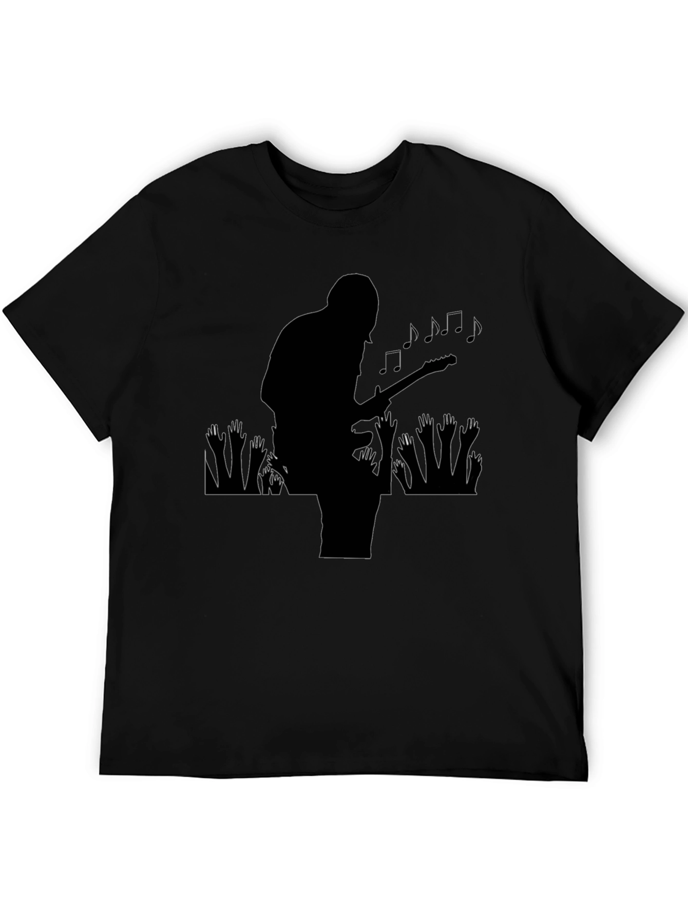 Guitar Player Silhouette Graphic T-Shirt - Black