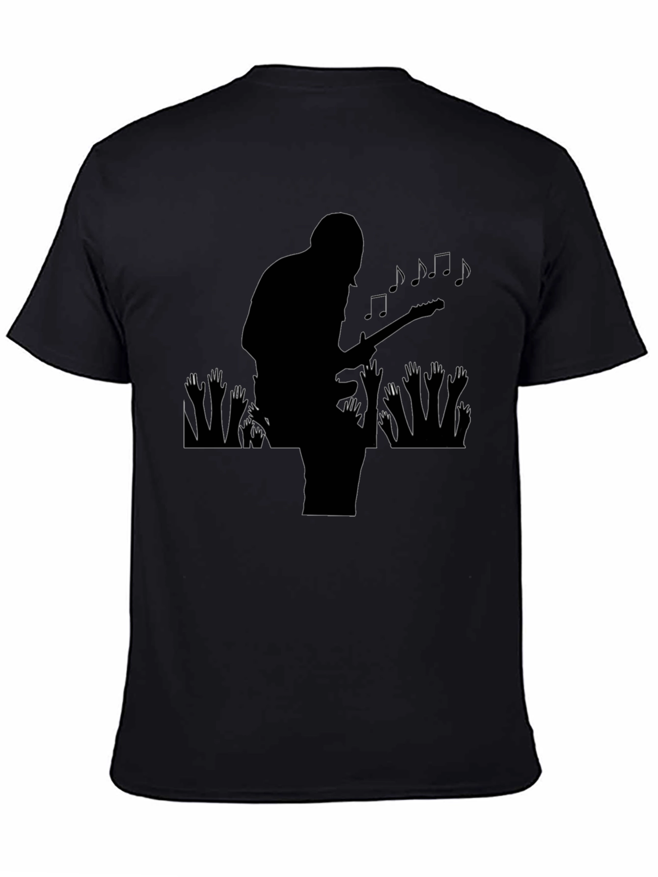 Guitar Player Silhouette Graphic T-Shirt - Black
