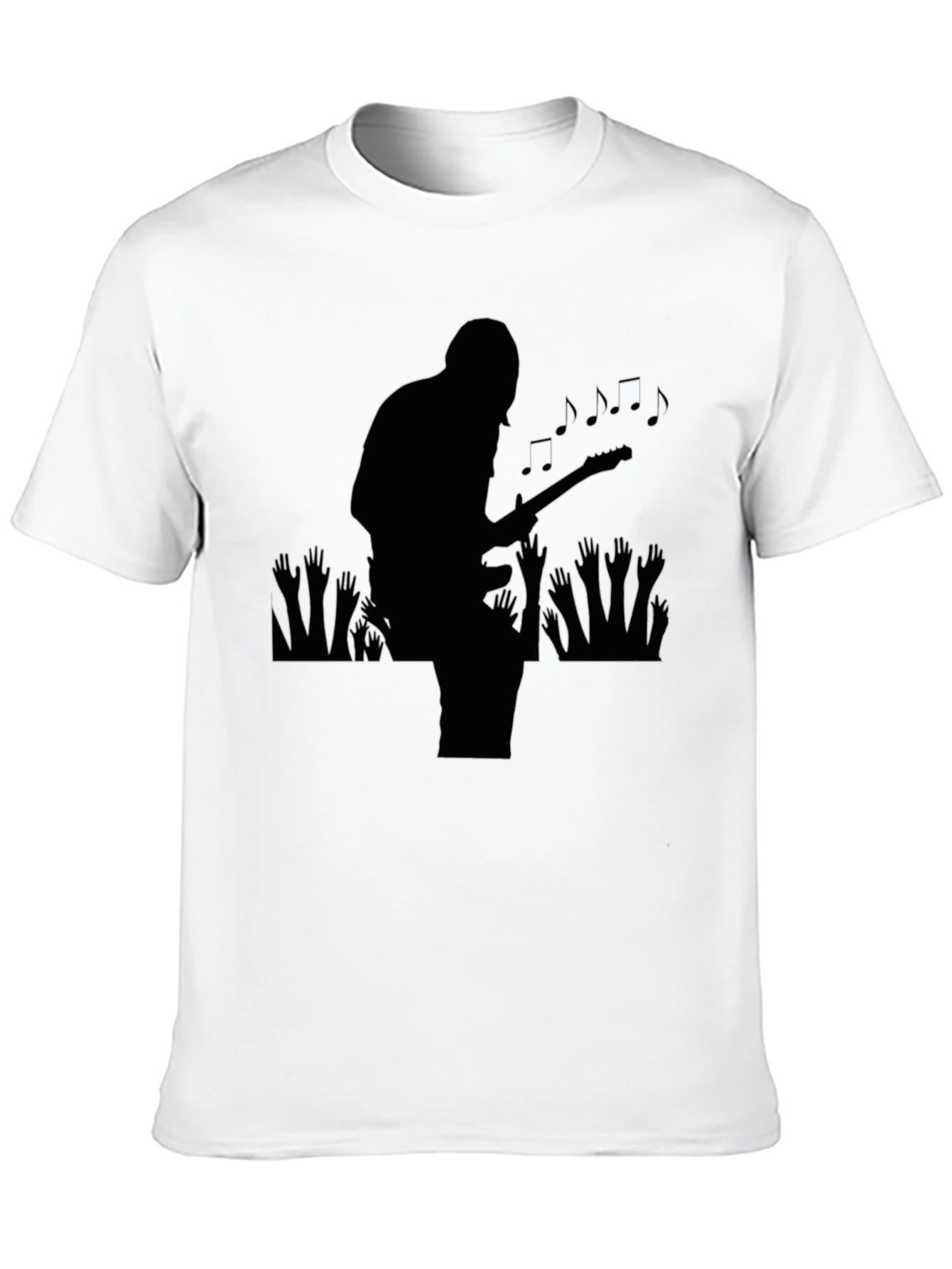 Guitar Player Silhouette Graphic T-Shirt - Black