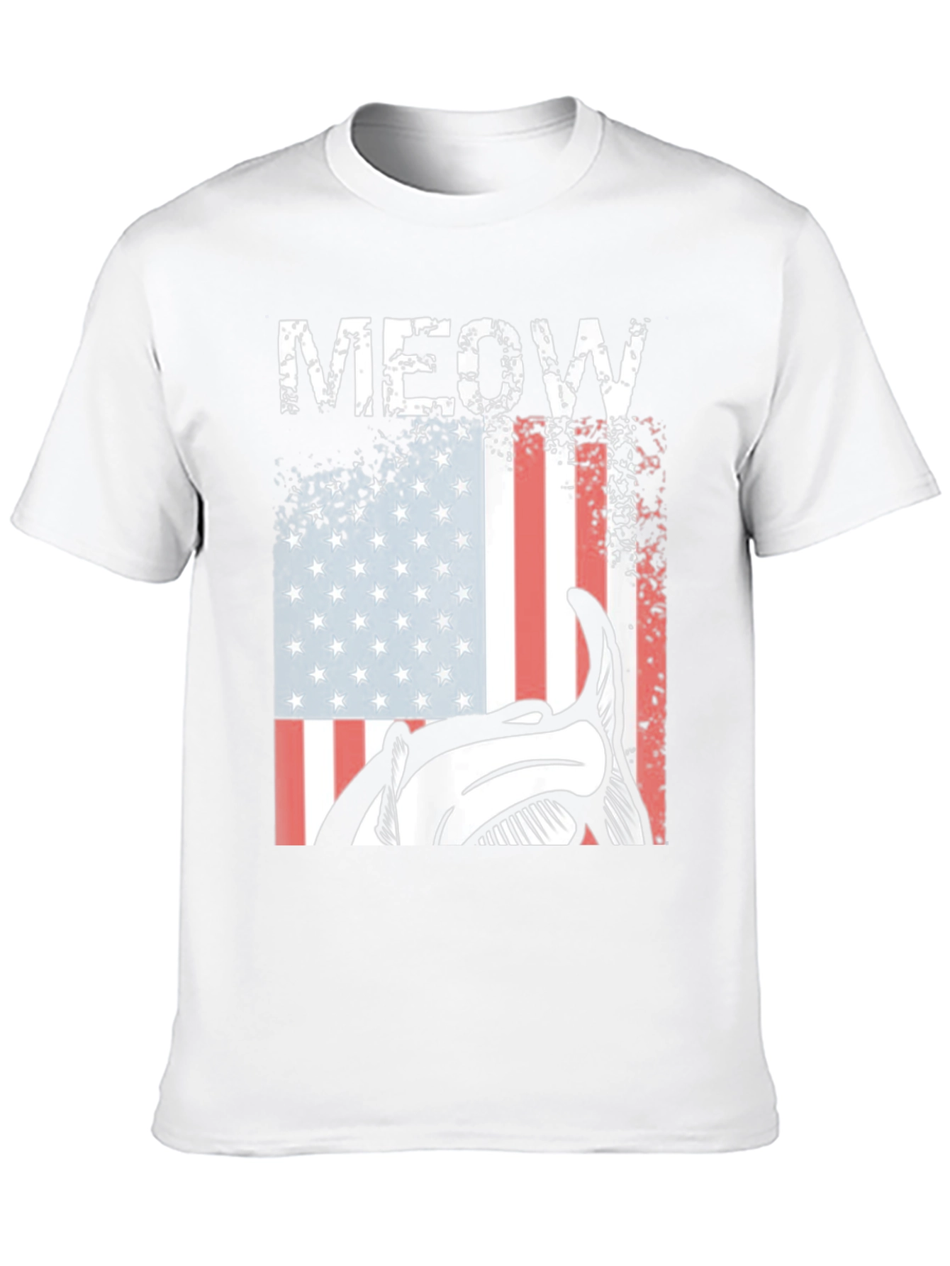 Meow American Flag Cat T-Shirt