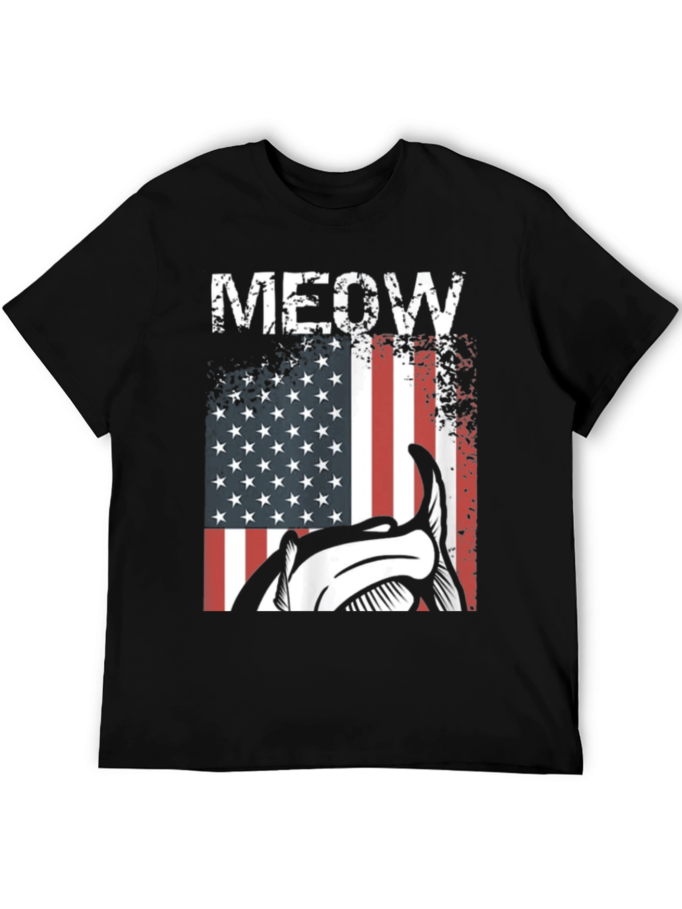 Meow American Flag Cat T-Shirt