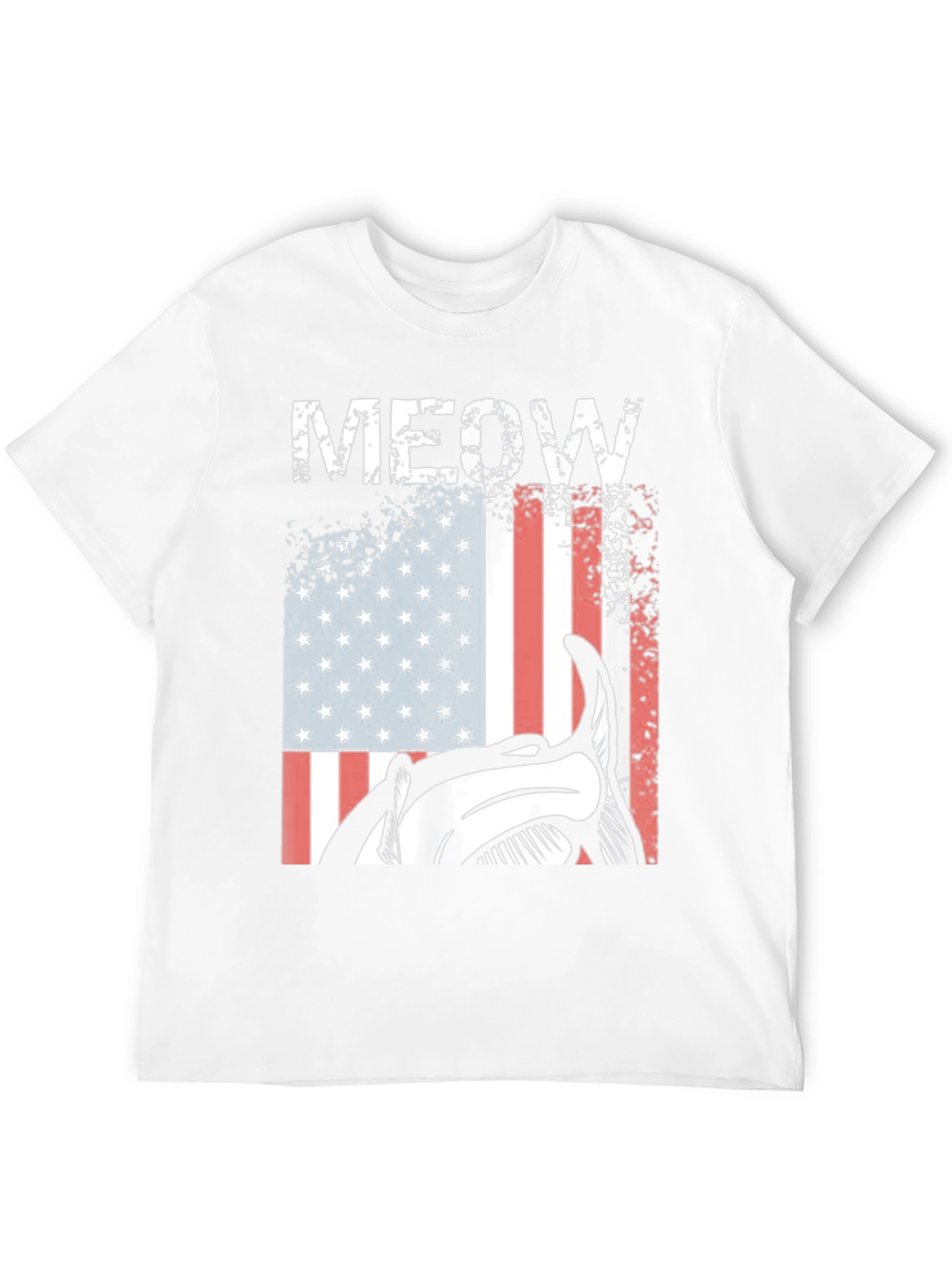 Meow American Flag Cat T-Shirt