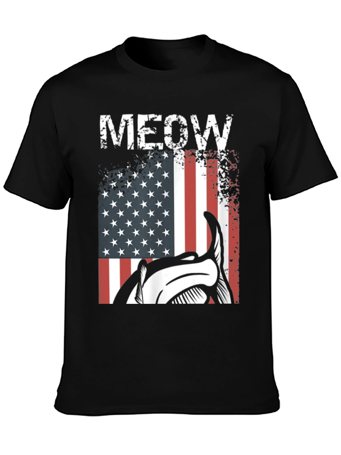 Meow American Flag Cat T-Shirt