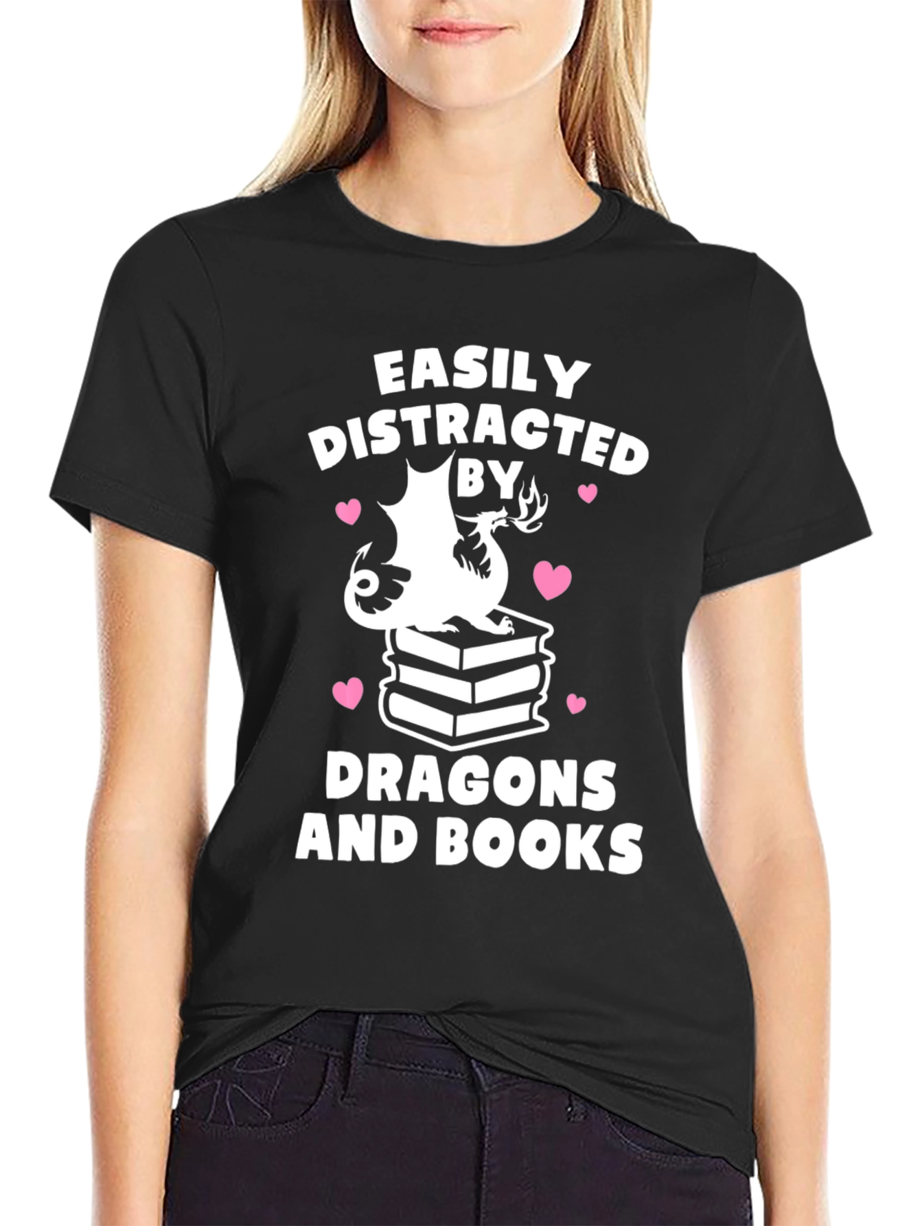 Easily Distracted by Dragons and Books T-Shirt