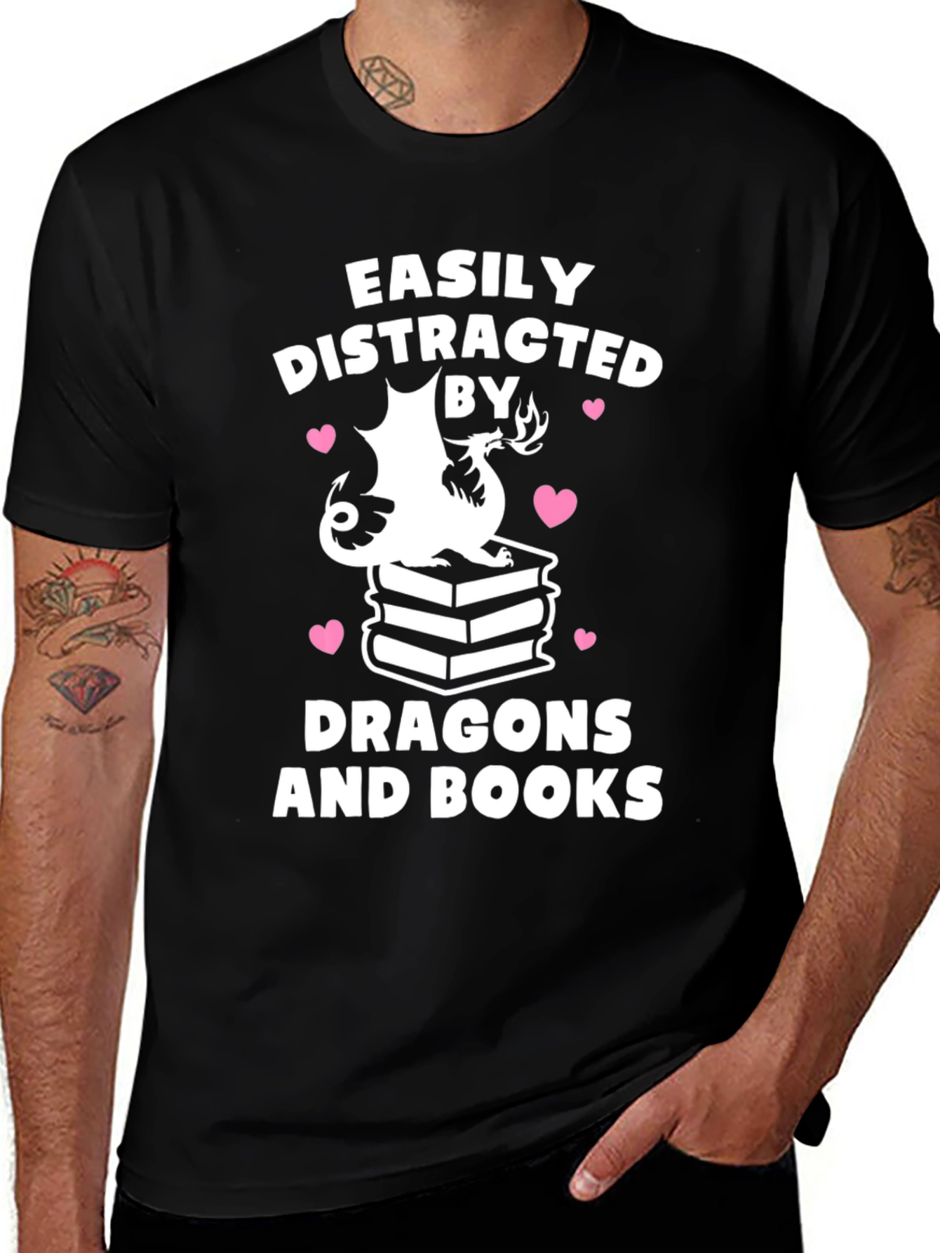 Easily Distracted by Dragons and Books T-Shirt