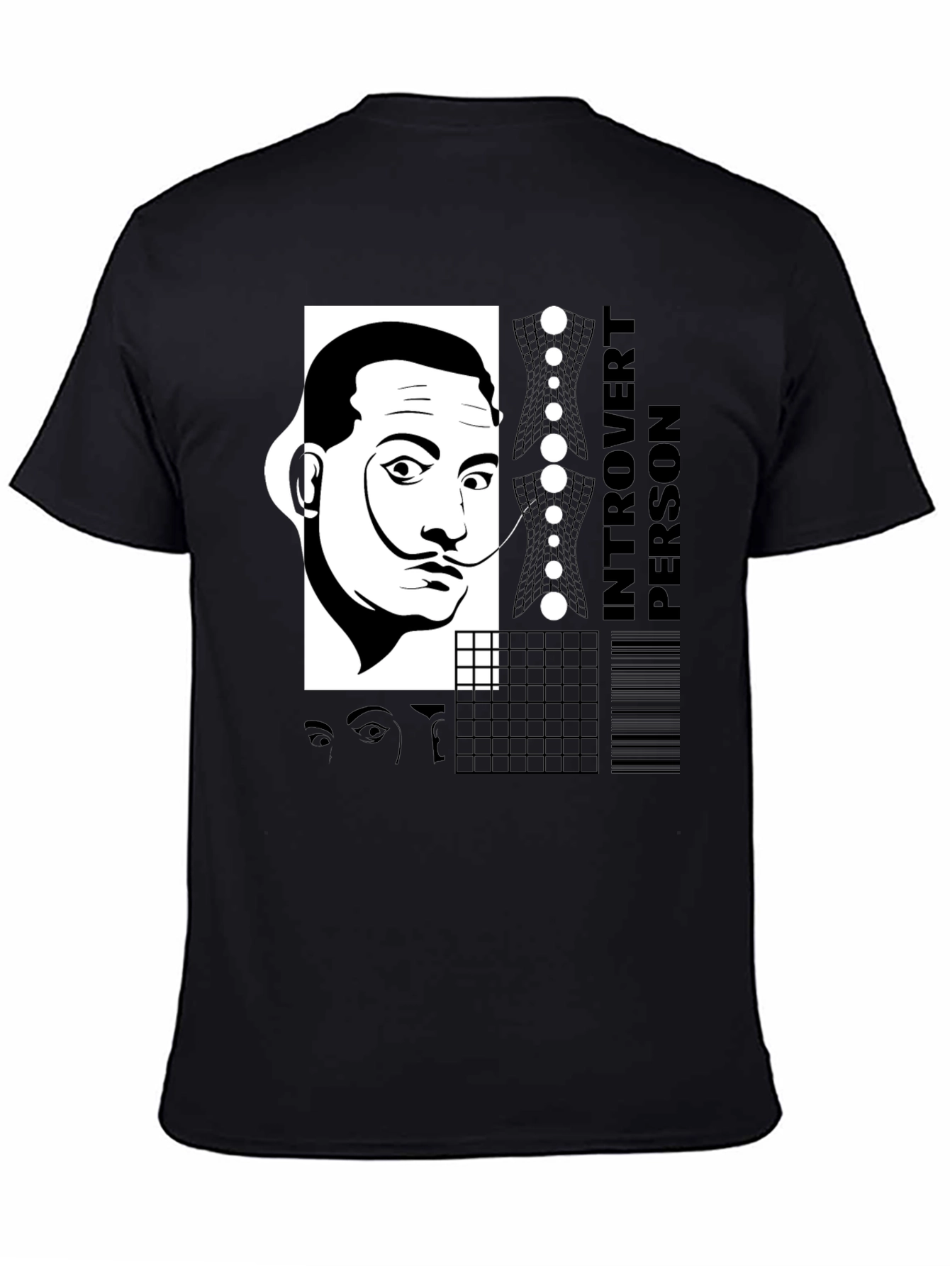 Dali Introvert Person Black T-Shirt