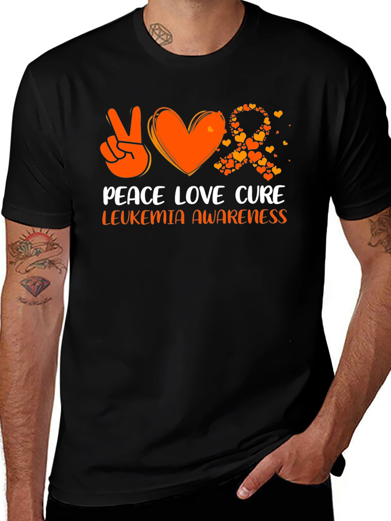 Leukemia Awareness Peace Love Cure T-Shirt