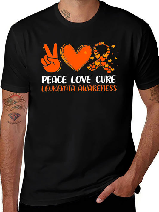 Leukemia Awareness Peace Love Cure T-Shirt